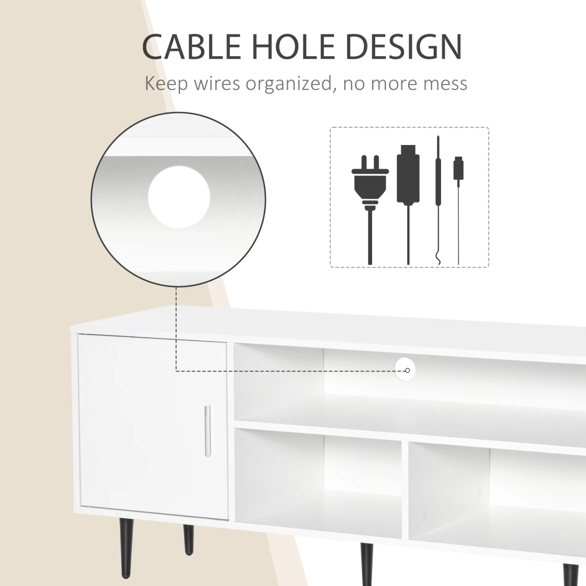 HOMCOM TV Stand 120cm Cable Hole Storage Living Room - TV Unit