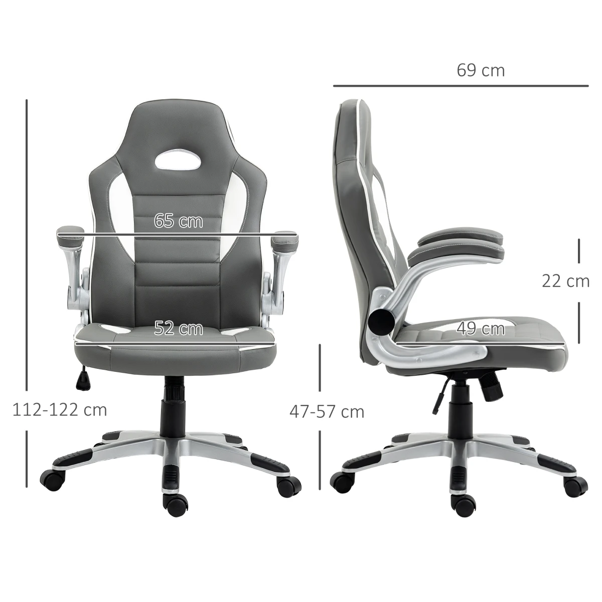 Vinsetto Elite Racing Chair 112-122cm Adjustable Flip Armrests Gamers - Office Chair