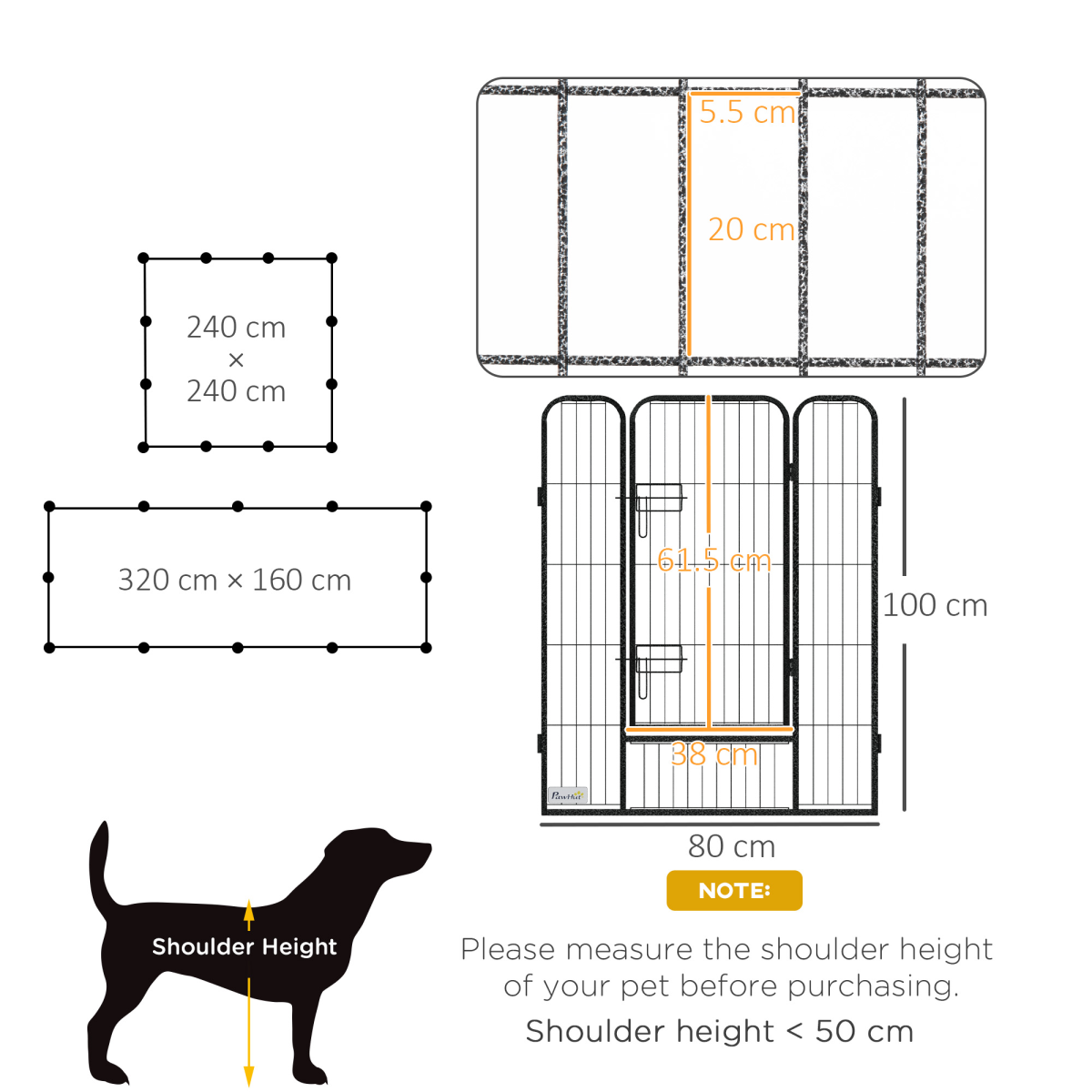 Heavy Duty Puppy Play Pen, 12 Panels Pet Exercise Pen, for Indoors, Outdoors - from PawHut