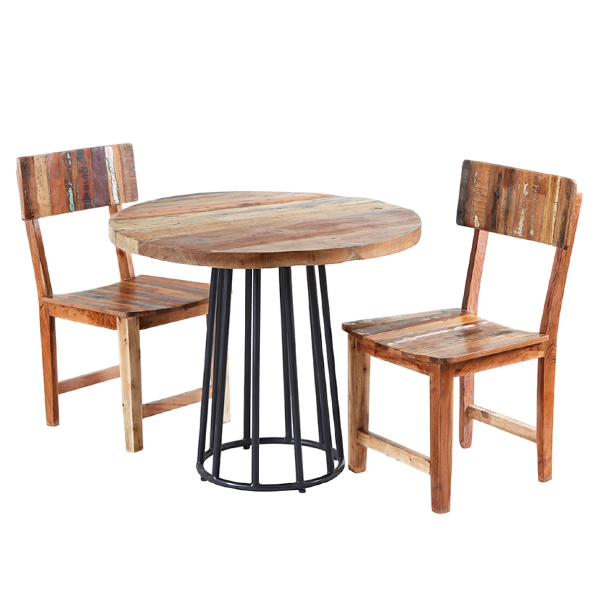 Indian Hub Coastal Round Dining Table Hand Finished Reclaimed Wood Home - Dining Table