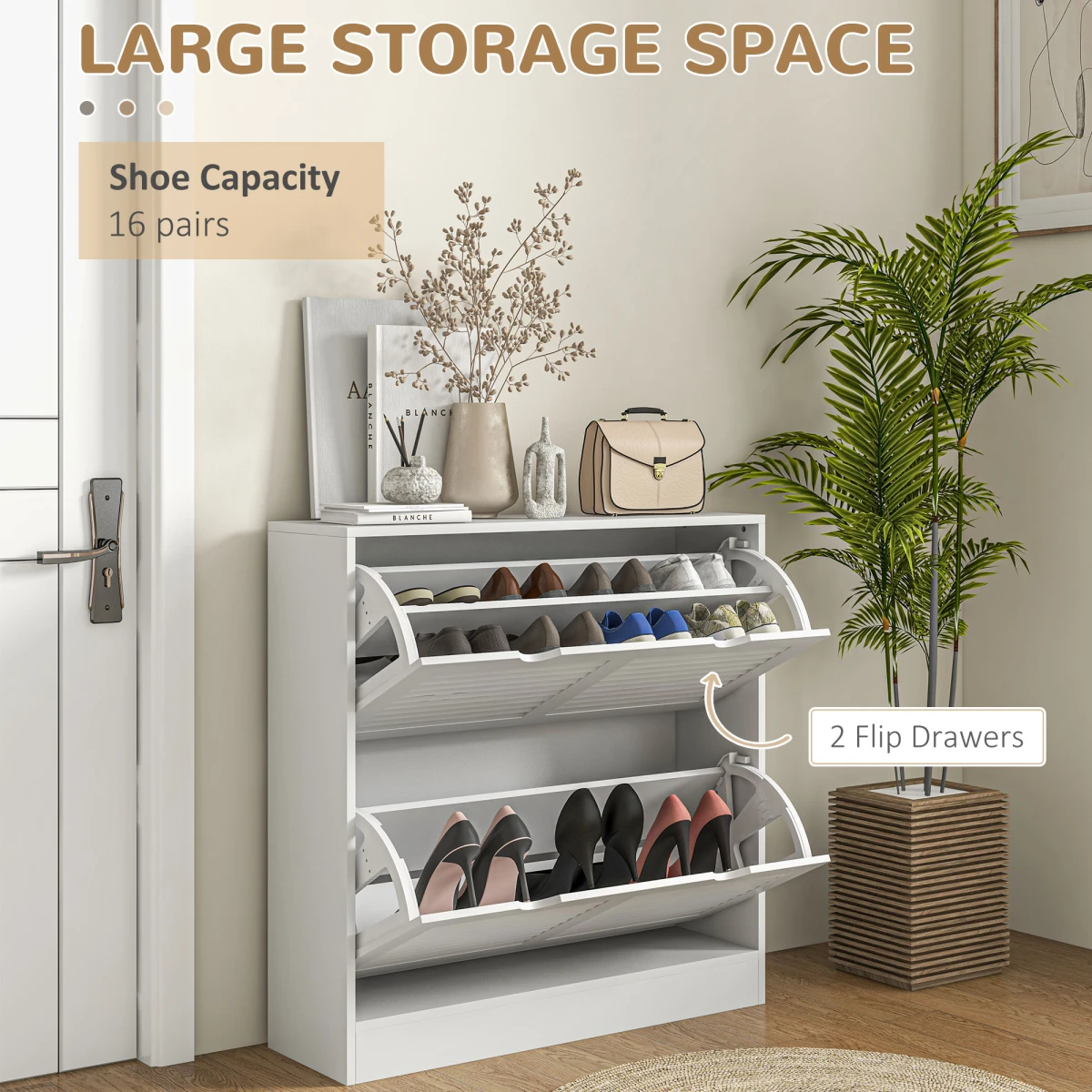 HOMCOM Slim Shoe Cabinet 2 Drawers Entryway by HOMCOM