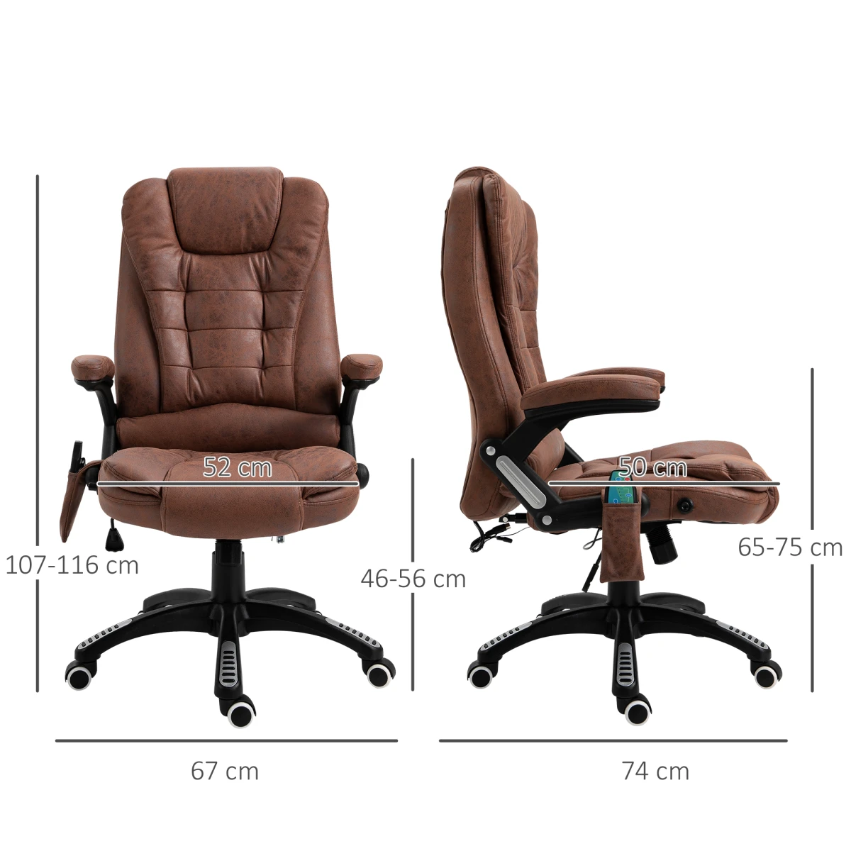 Executive Brown Reclining Chair Full Size With Heating Massage Points Relaxing Headrest For Home Office by Unbranded
