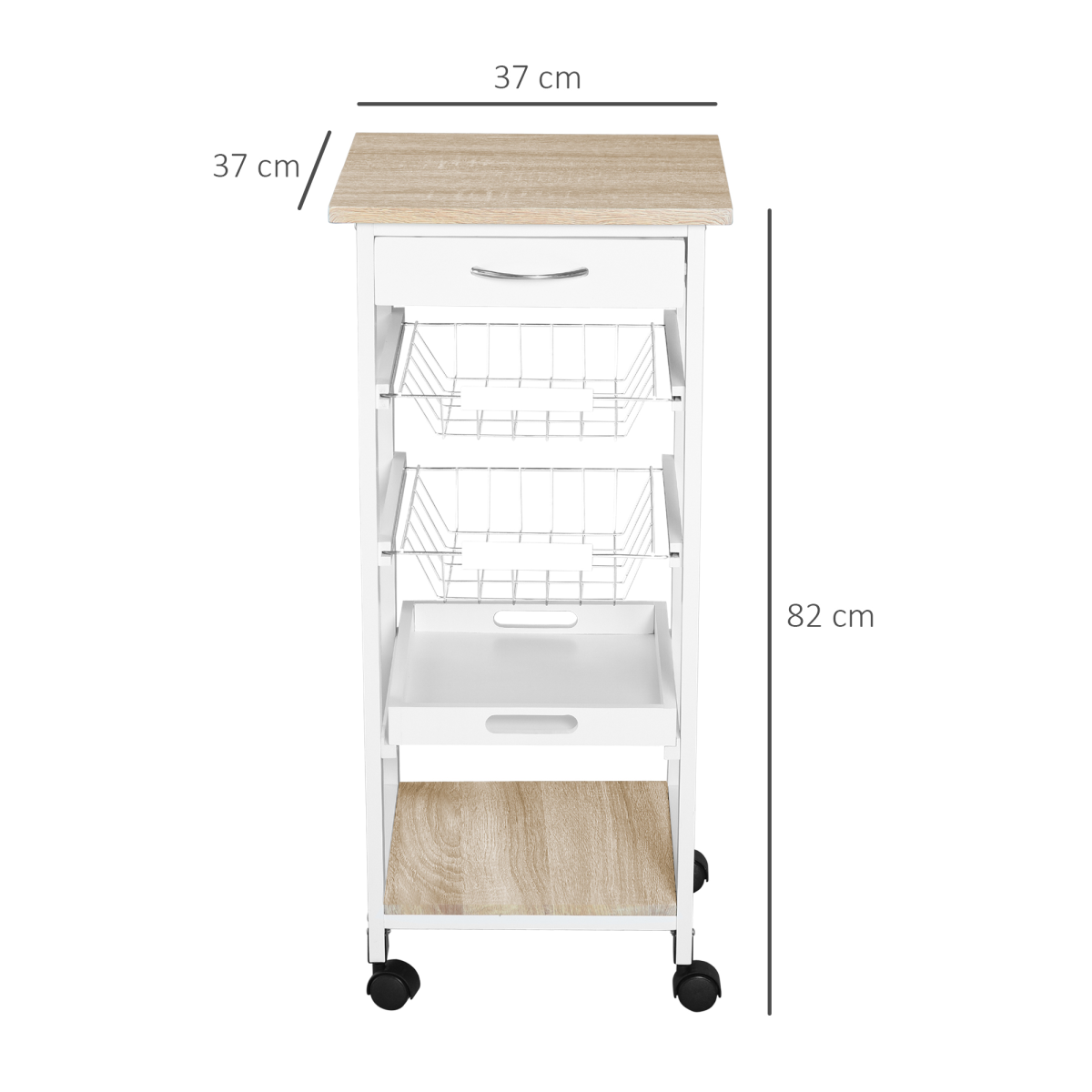 MDF Wood 5-Tier Kitchen Storage Trolley White - from HOMCOM
