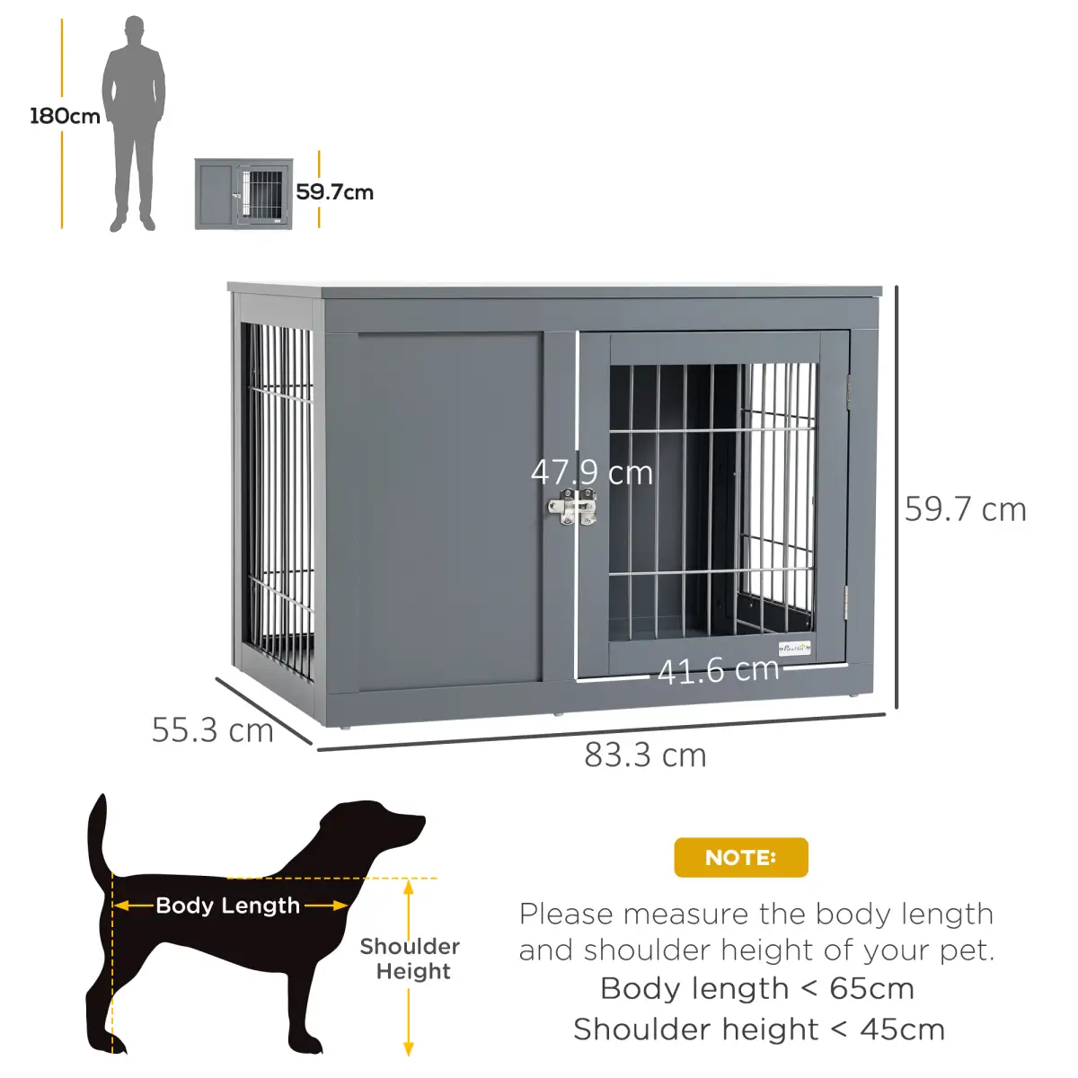 Unbranded Furniture-Style Dog Crate Two Lockable Doors, for Small & Medium Dogs Pawhut - Dog Crate