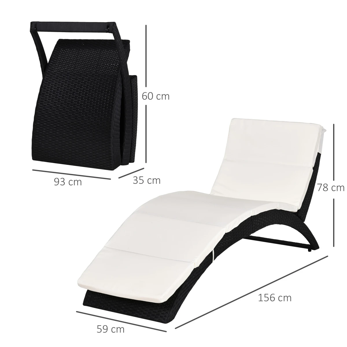 Premium Rattan Sun Lounger Large Ergonomic Cushion Outdoor - Sun Lounger