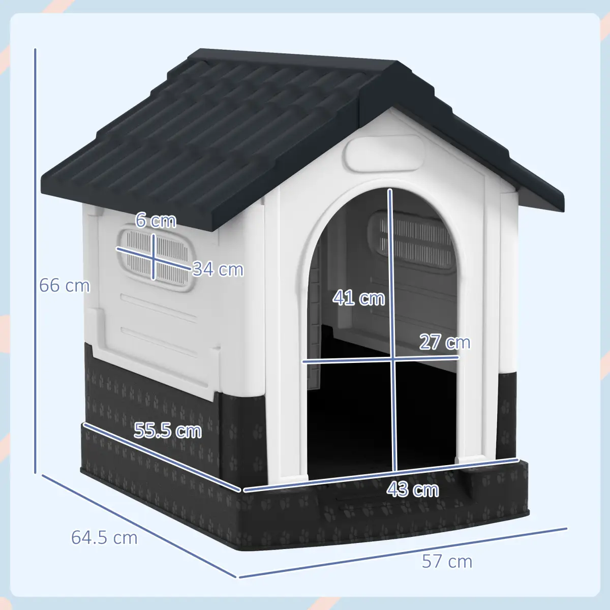 PawHut PawHut Dog Kennel for Outside, for XS Dogs, 64.5 x 57 x 66cm, Grey - Dog Kennel