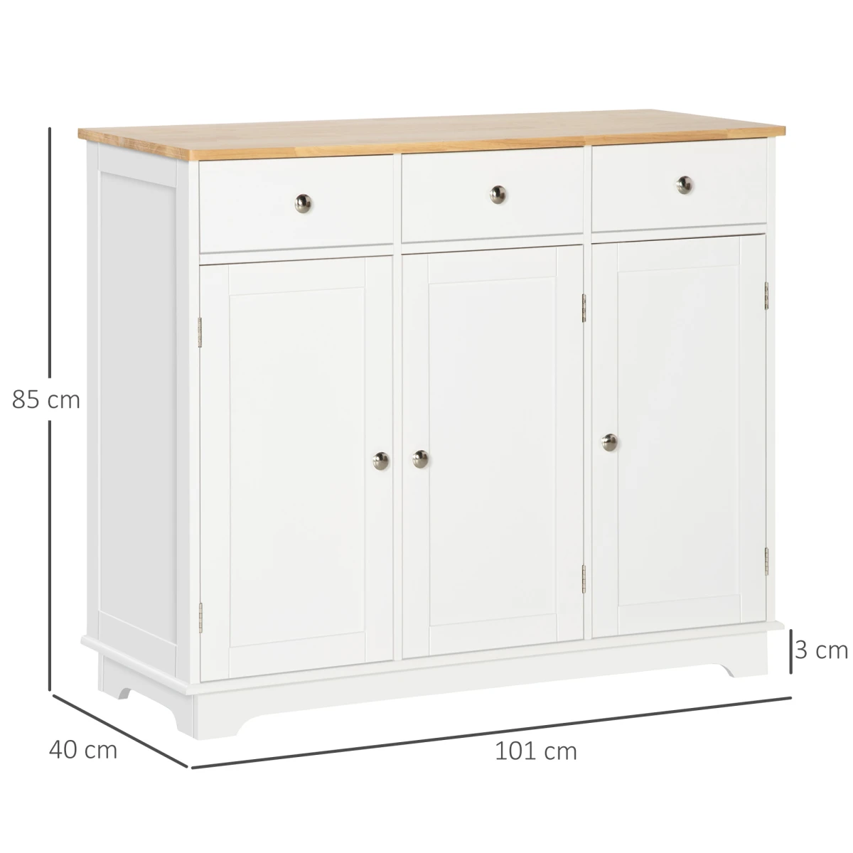 HOMCOM Quality Sideboard 3Drs Adjustable Shelves Hall - Sideboard