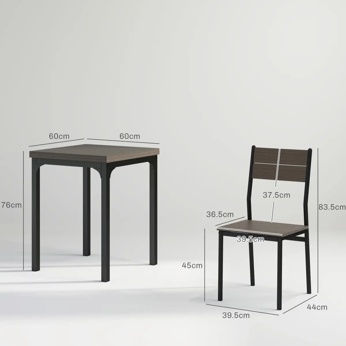 HOMCOM Dining Table Set Compact 3 Piece Wood Grain MDF Tops With Steel Frames For Small Spaces - HOMCOM - Home Symphony
