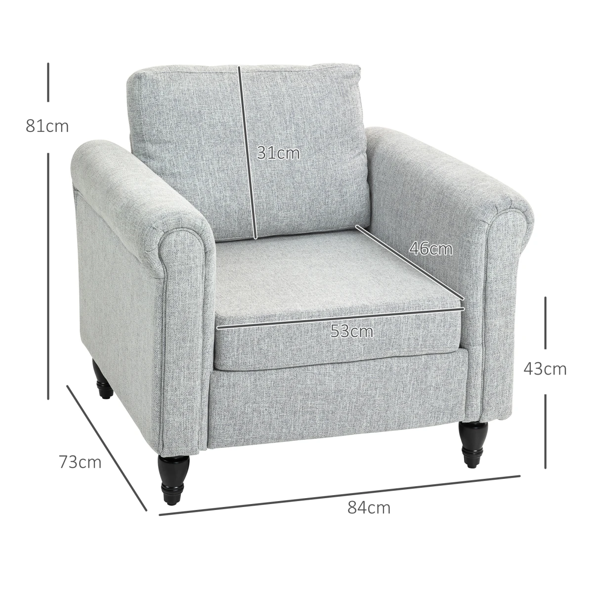 HOMCOM Vintage Armchair Medium Chenille Upholstered Lounge by HOMCOM