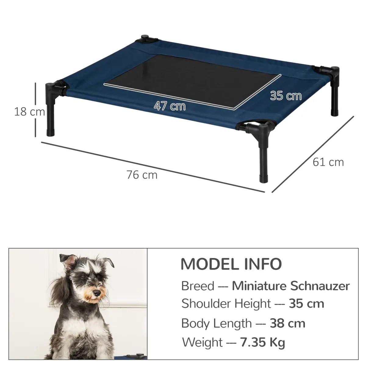 Pawhut Pet Bed Raised Cot Dog Cat Elevated Puppy Hammock Camping Portable Waterproof - Dog Beds