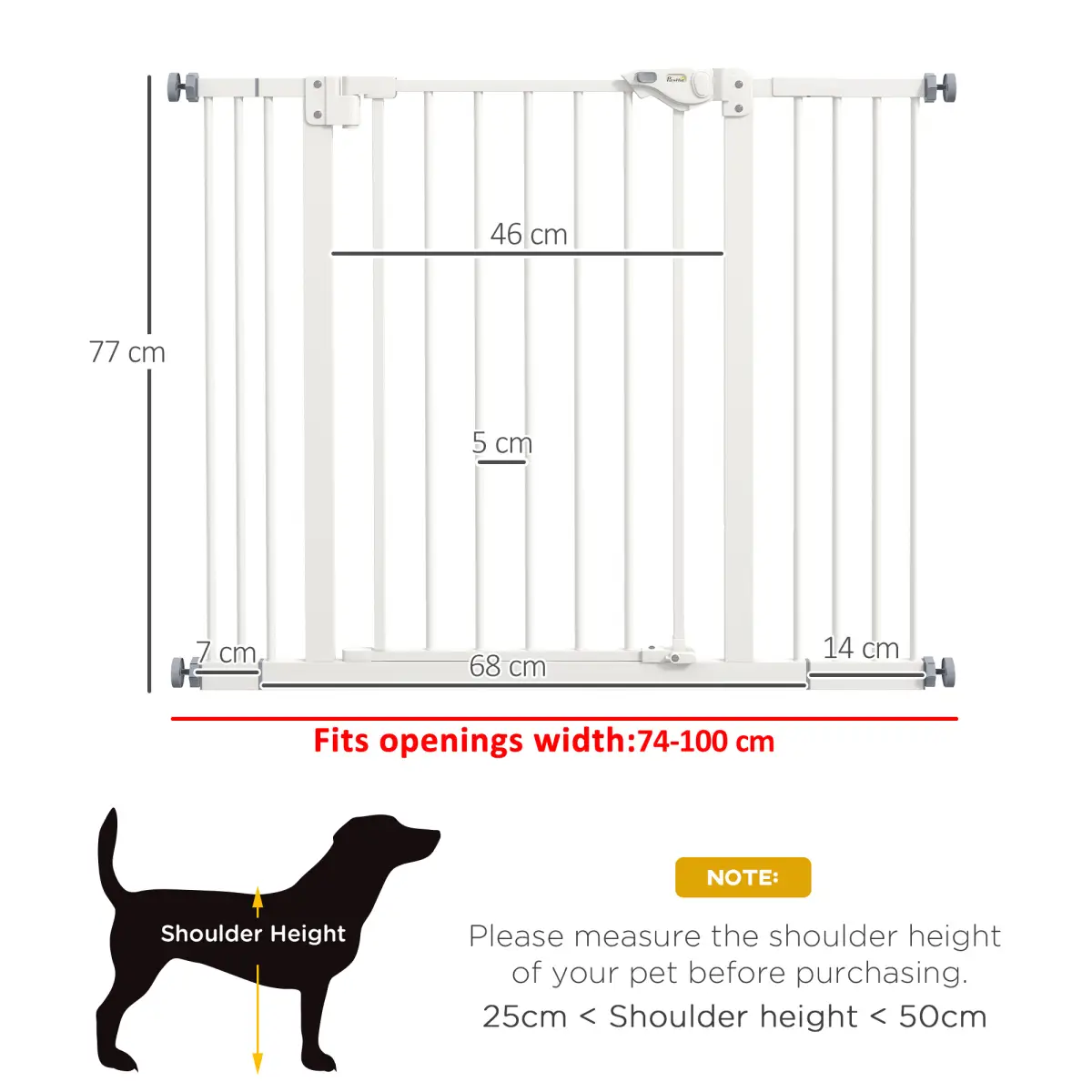PawHut PawHut Adjustable Safety Gate w/ 2 Extensions and Four Adjustable Screws, White - Pet Gate
