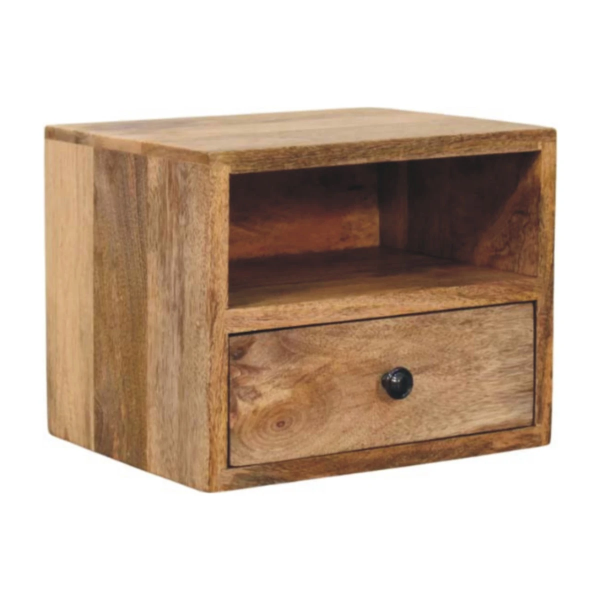 Artisan Nightstand Wall Mounted One Drawer Oak Mango Wood Open Shelf For Modern Bedrooms by Artisan Furniture