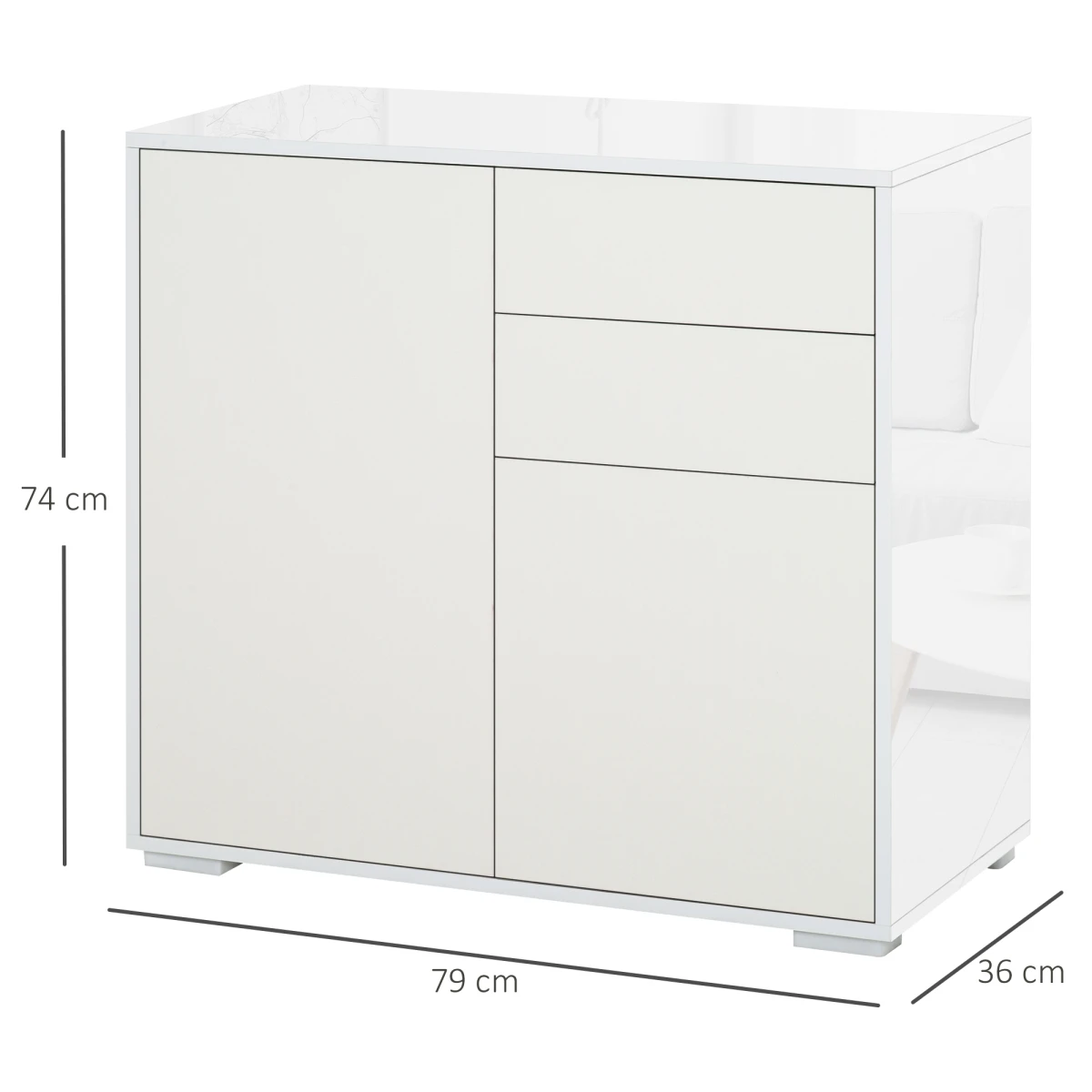 Premium Side Cabinet Standard Two Door Two Drawer Glossy Matte Finish For Home Office Organization And Storage by Unbranded