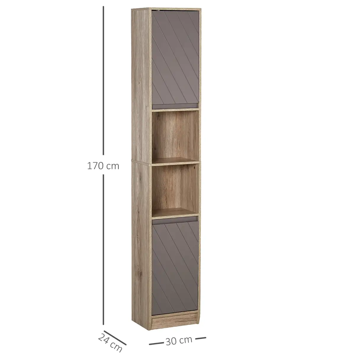 Unbranded 170cm Freestanding Storage Cabinet Slimline Unit w/ 2 Cupboards 2 Compartments - Display Cabinet