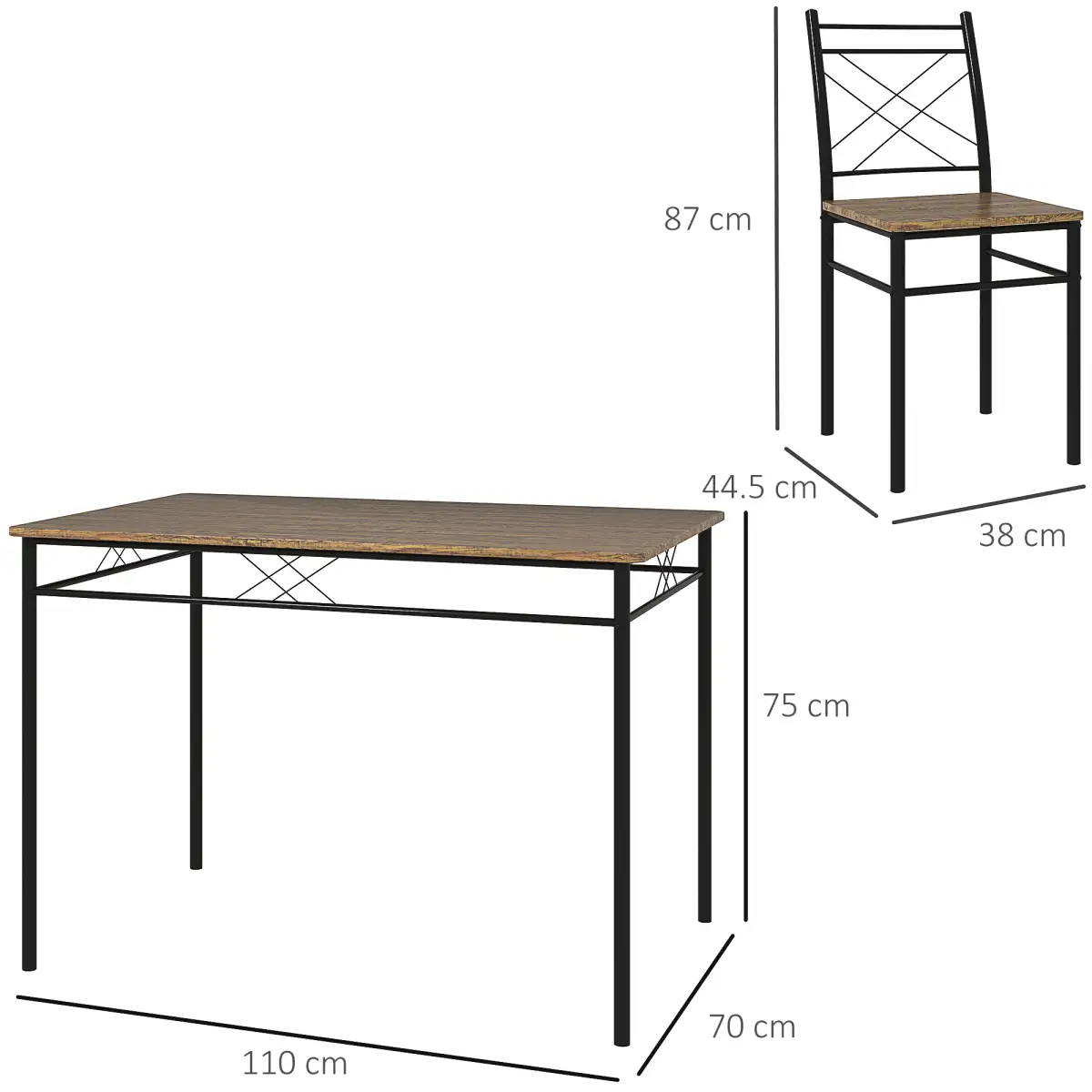 HOMCOM HOMCOM 5 Piece Dining Table and Chairs Set, Space Saving, Oak - Dining Set