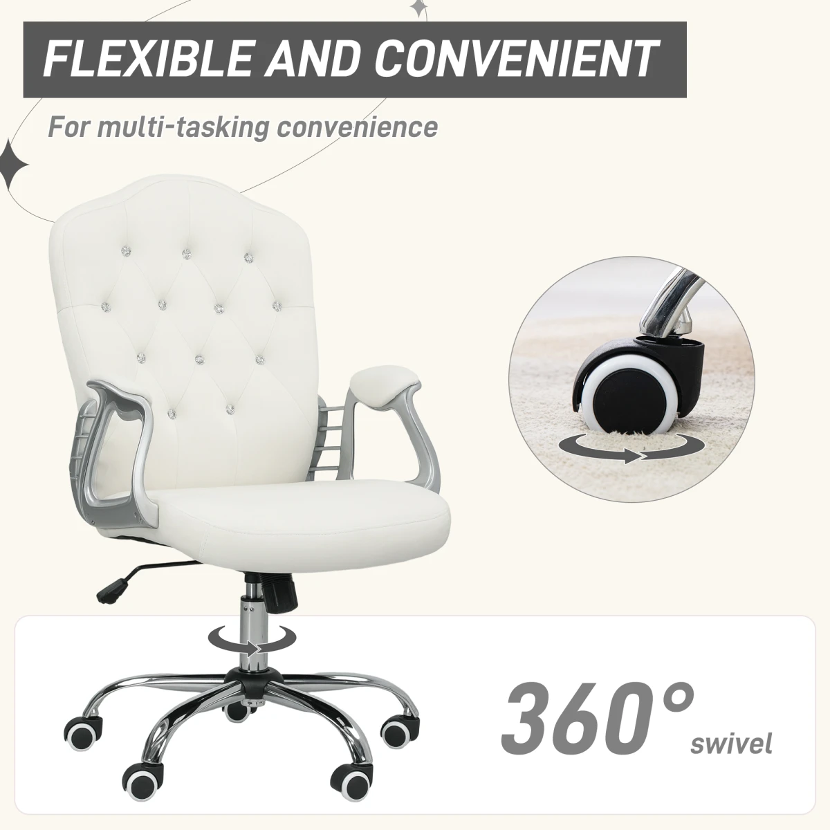 Lux Office Chair 47-57cm Diamond Cushioned Home by N/A