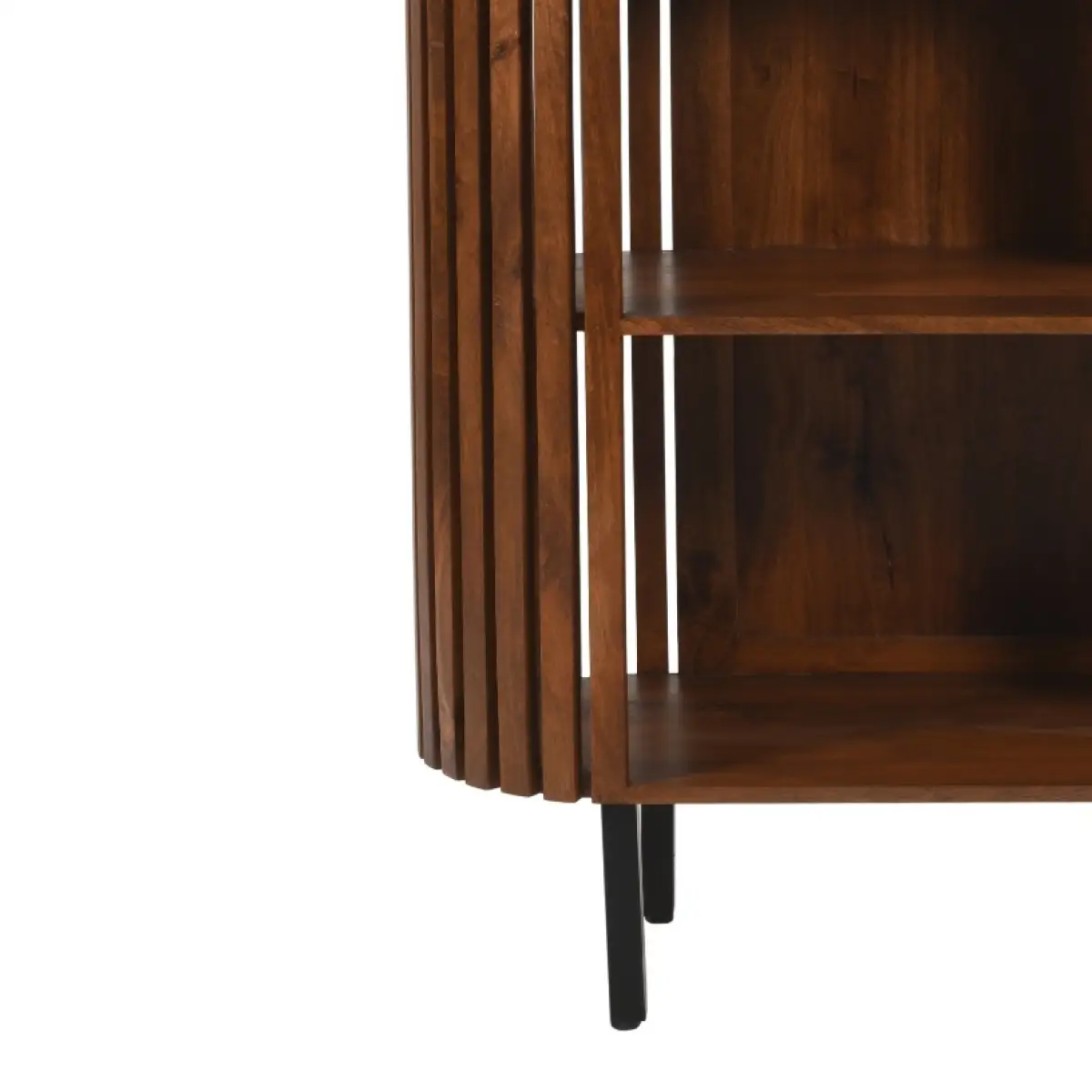 Indian Hub Slatted Mango Wood Bookcase- Medium High - Bookcase