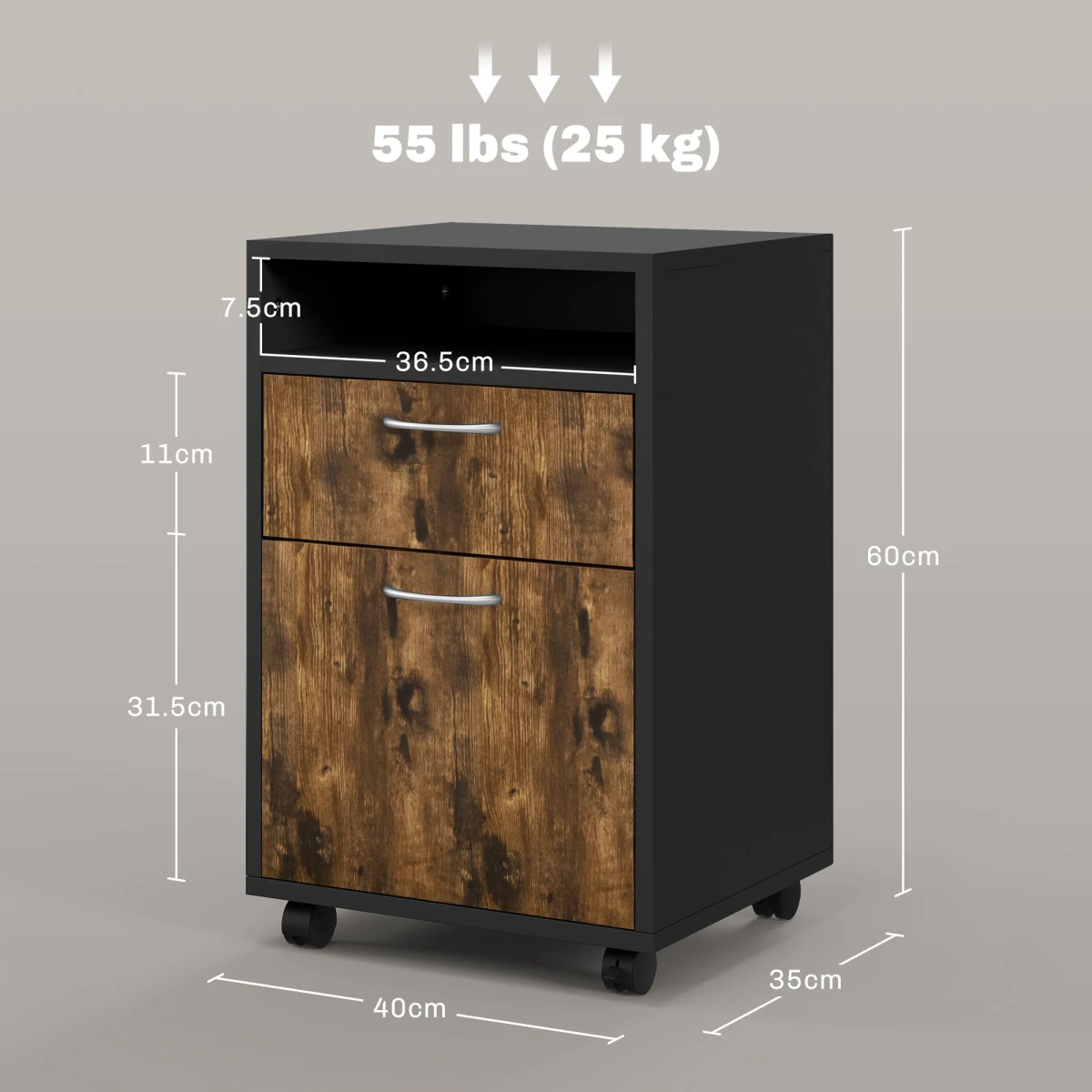 HOMCOM HOMCOM Storage Cabinet 60cm Drawer OpenShelf Home - Bedside Table