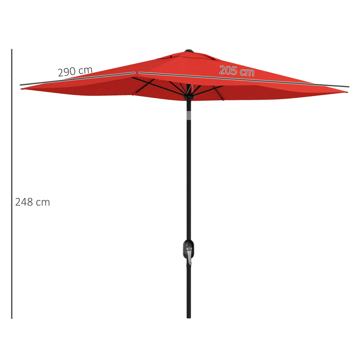 Outsunny Outsunny 2 x 3(m) Garden Parasol Rectangular Market Umbrella w/ Wine Red - Parasol