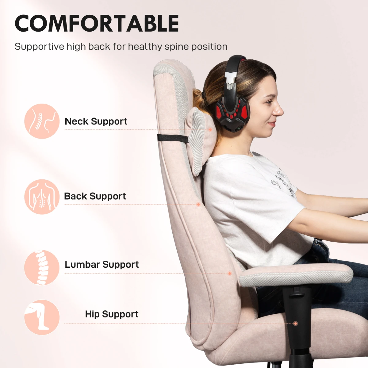 HOMCOM Gaming Chair Standard Size Adjustable Tilt For Gamers by HOMCOM