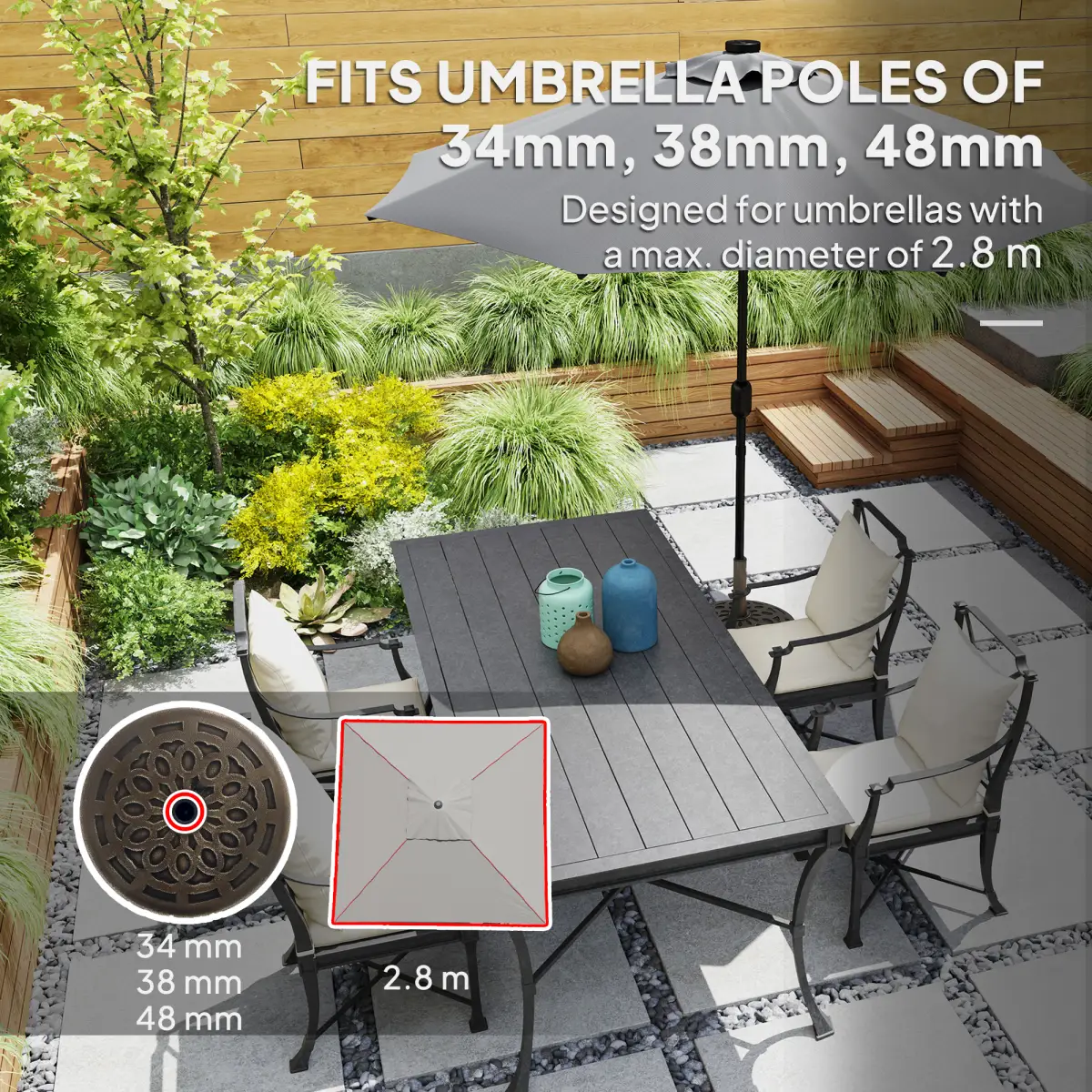 Outsunny Outsunny 21kg Resin Garden Parasol Base Umbrella Stand with Wheels - Parasol