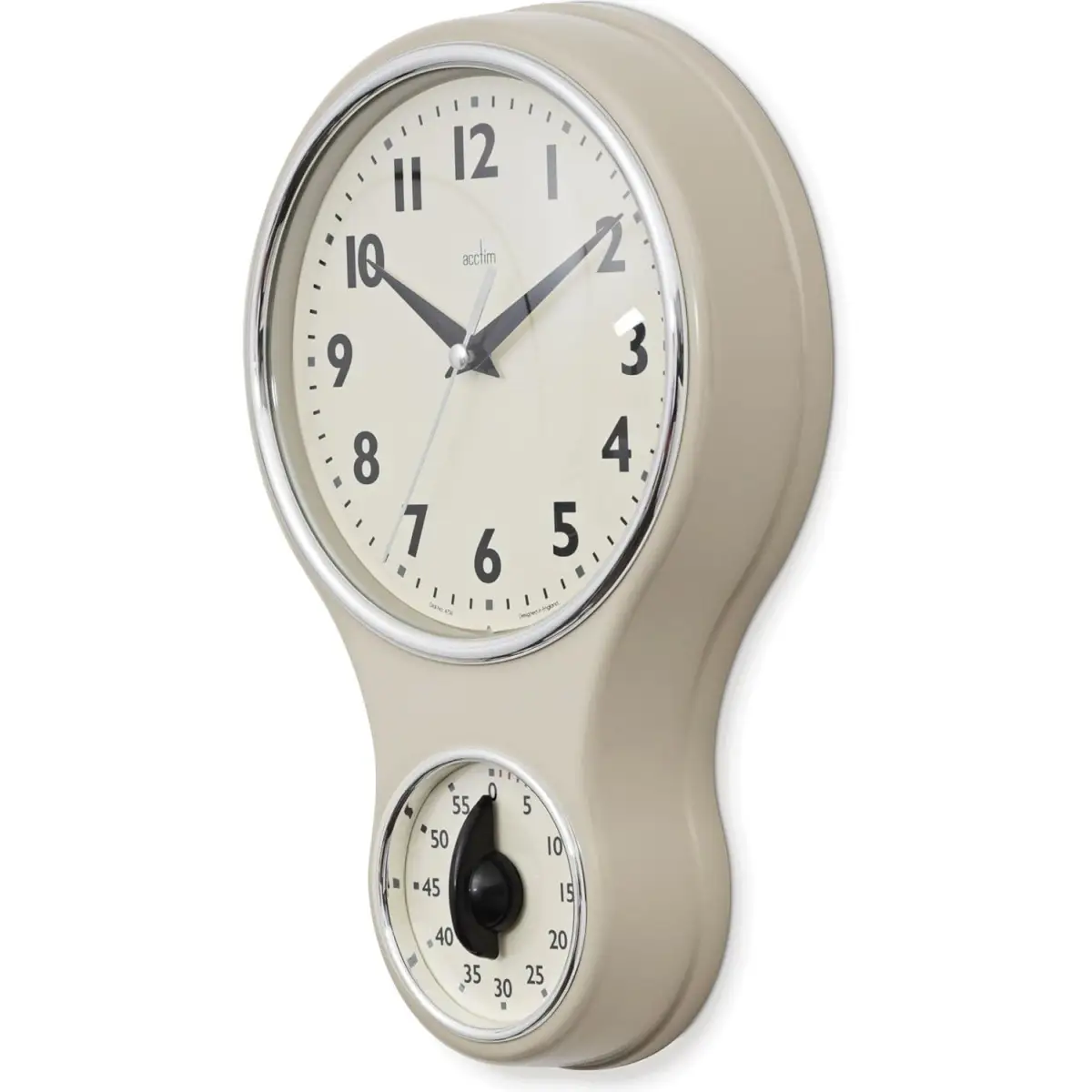 Acctim Acctim Kitchen Time 20cm Timer Quartz Retro Style Domed Glass Lens Cream Wall Clock 21592 - Clock
