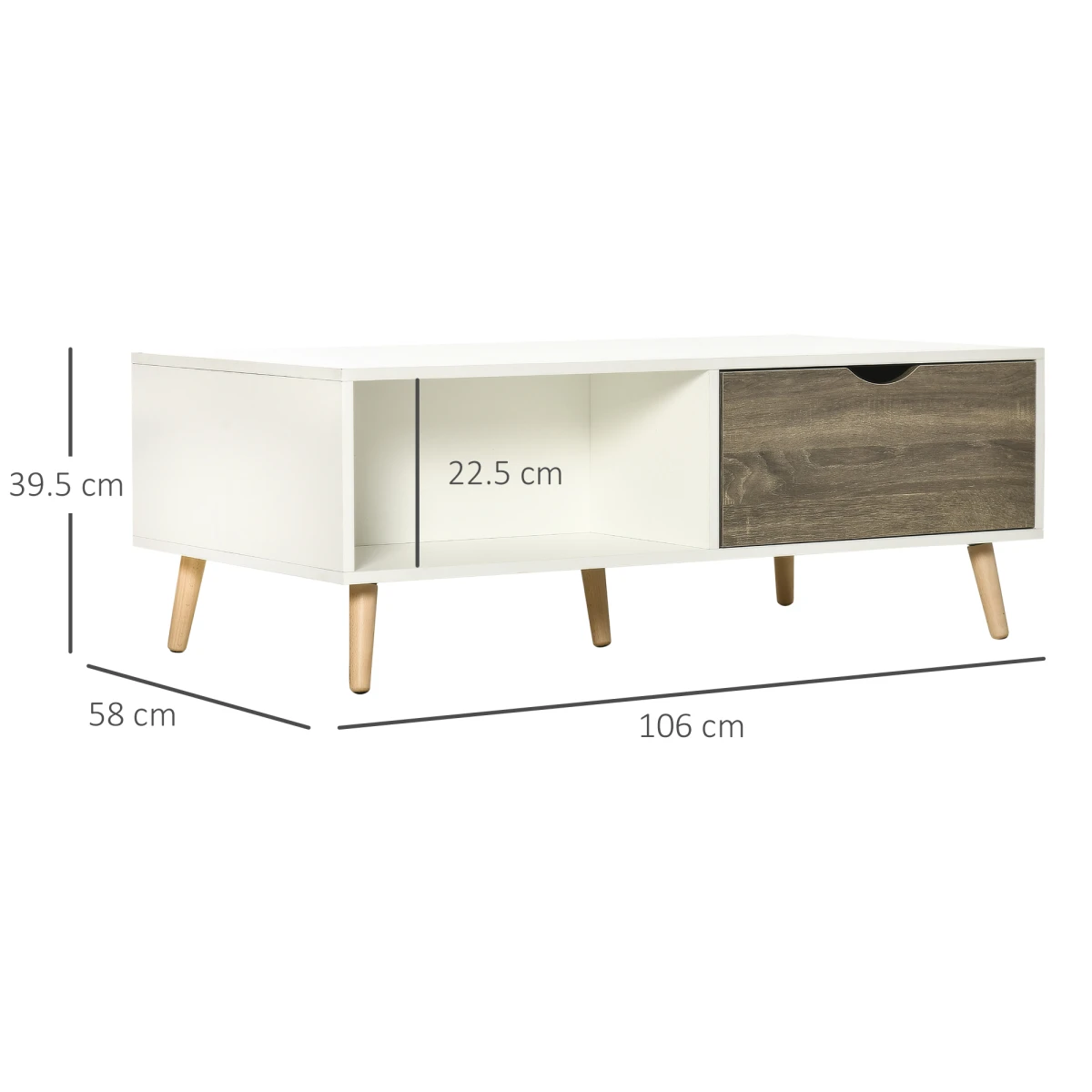 Modern White Coffee Table With Storage Drawers by Unbranded