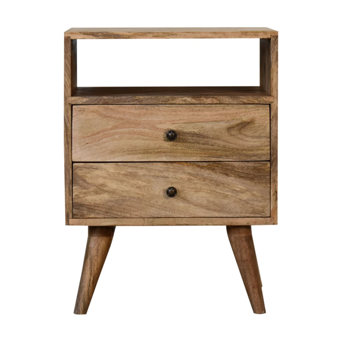 Artisan Bedside Table Standard Size Solid Mango Wood Brass Knob Nightstand For Bedroom Decor by Artisan Furniture