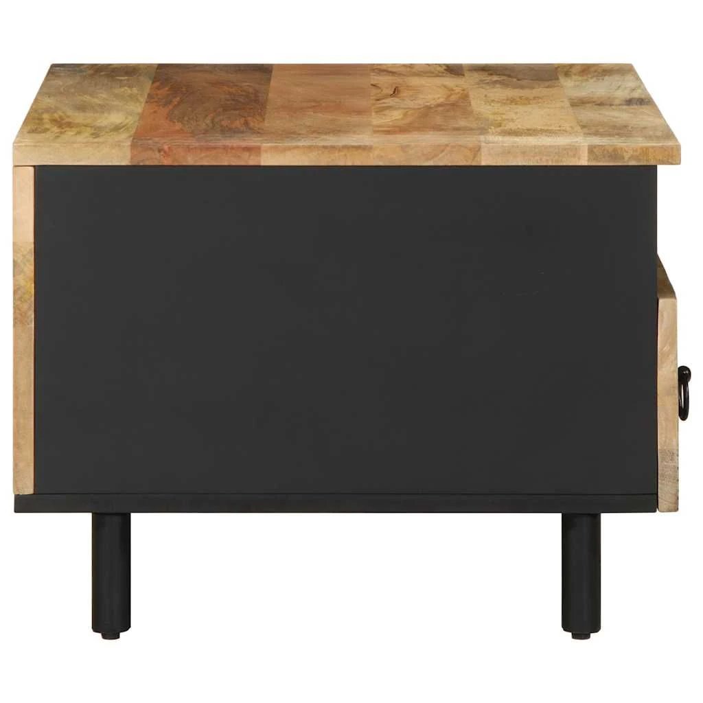 VidaXL Coffee Table 80x54x40 cm Solid Mango Wood With Geometric Pattern Drawers Black Living Room by vidaXL