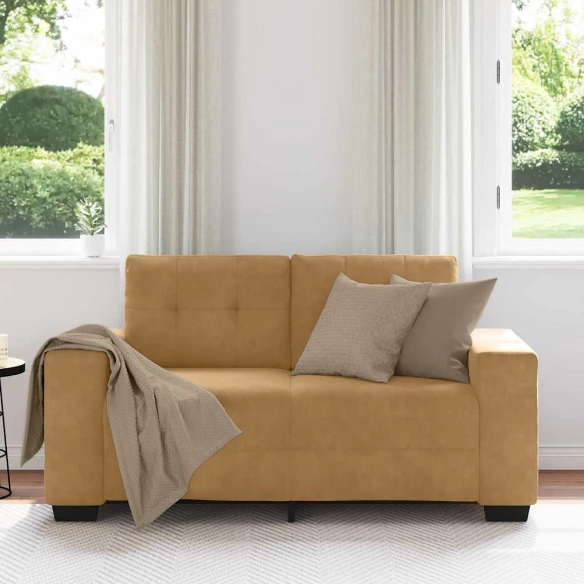 VidaXL Loveseat Sofa Compact Velvet Upholstery For Home Use by vidaXL