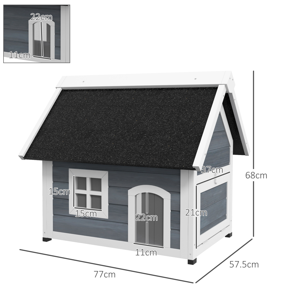 Outdoor Cat House For Feral Cats With Openable Asphalt Roof By PawHut Grey Weatherproof Wood Frame