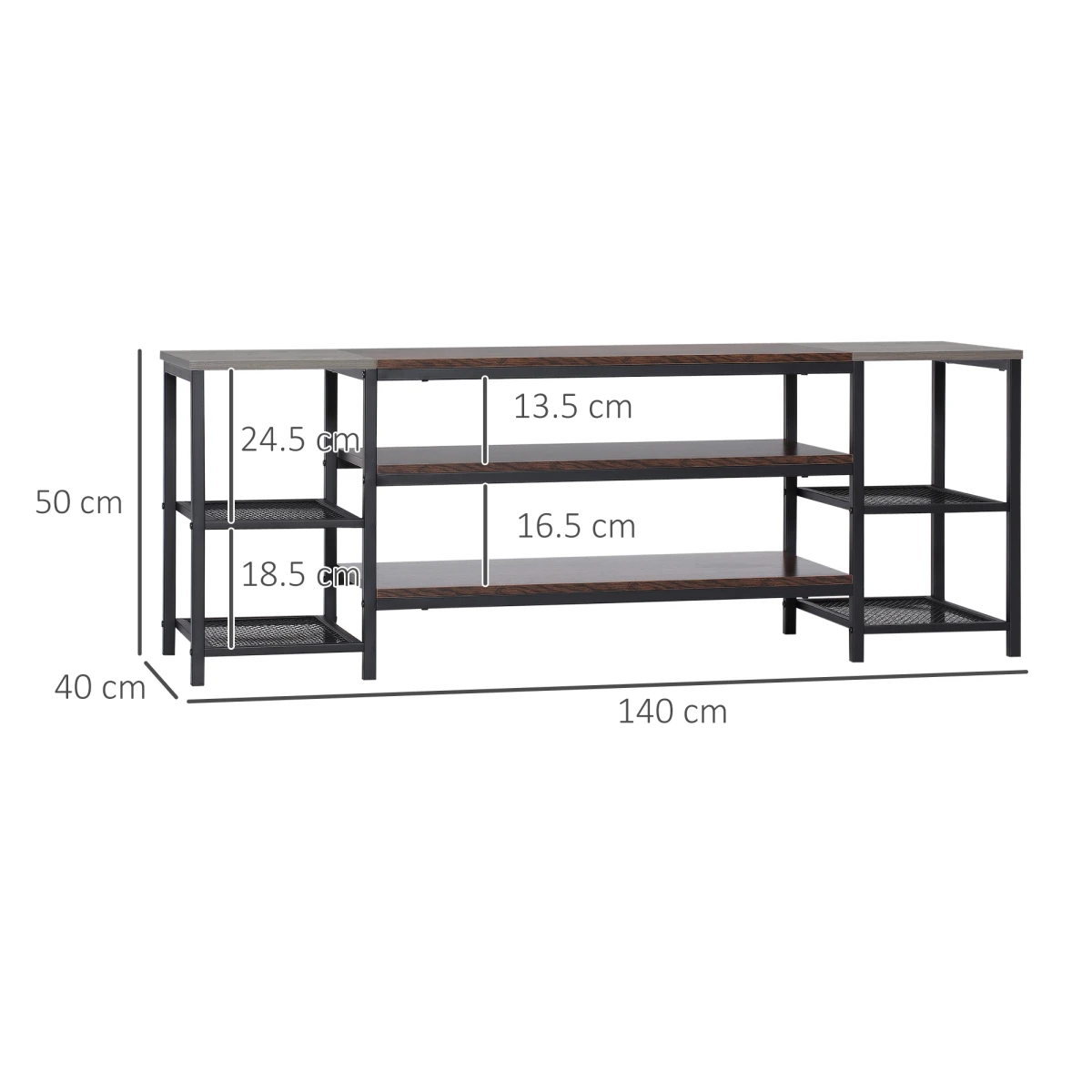 HOMCOM TV Console Cabinet 65Inch Wide Industrial Living Room - TV Unit