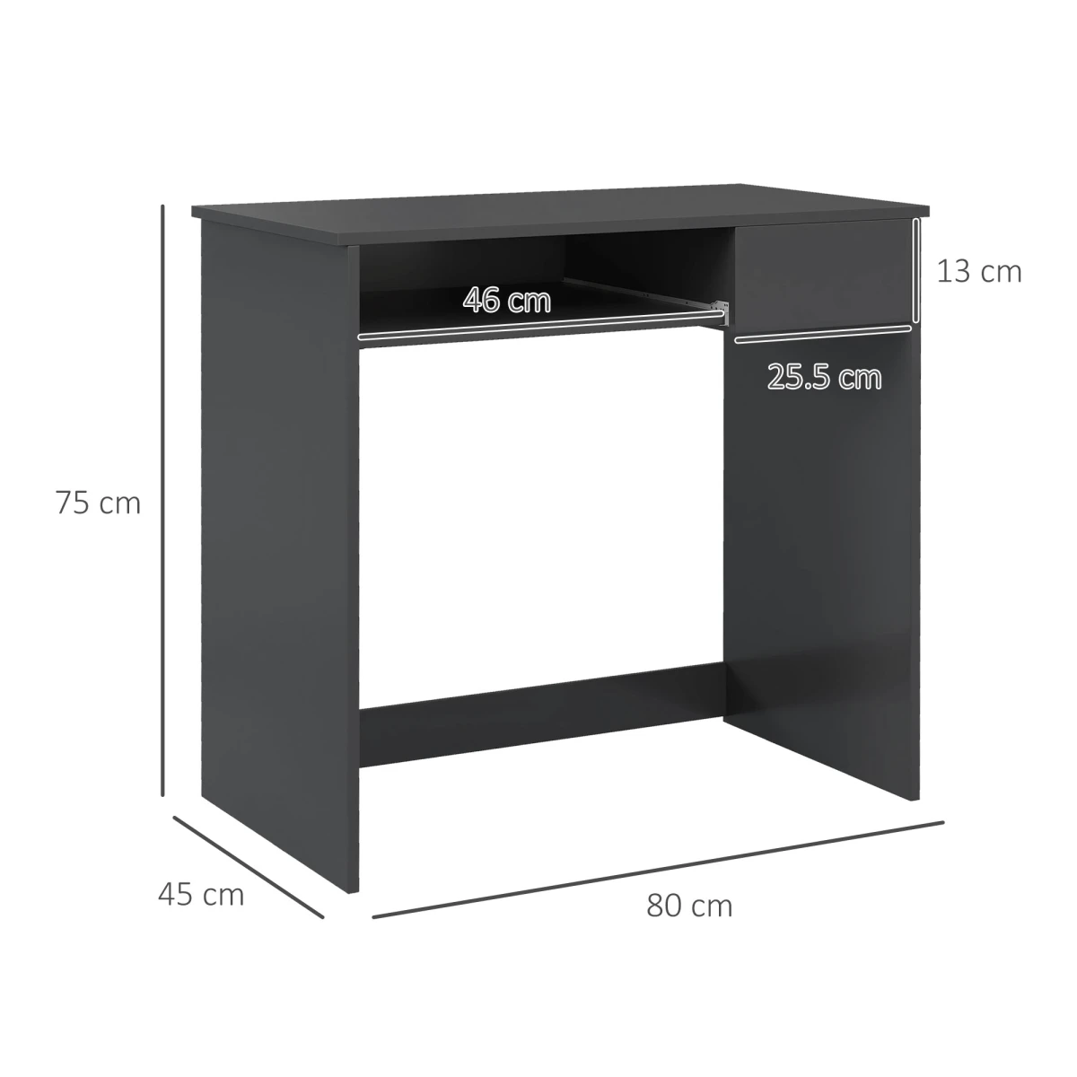 HOMCOM Computer Desk Compact With Keyboard Tray Drawer For Small Home Office Grey Finish by HOMCOM
