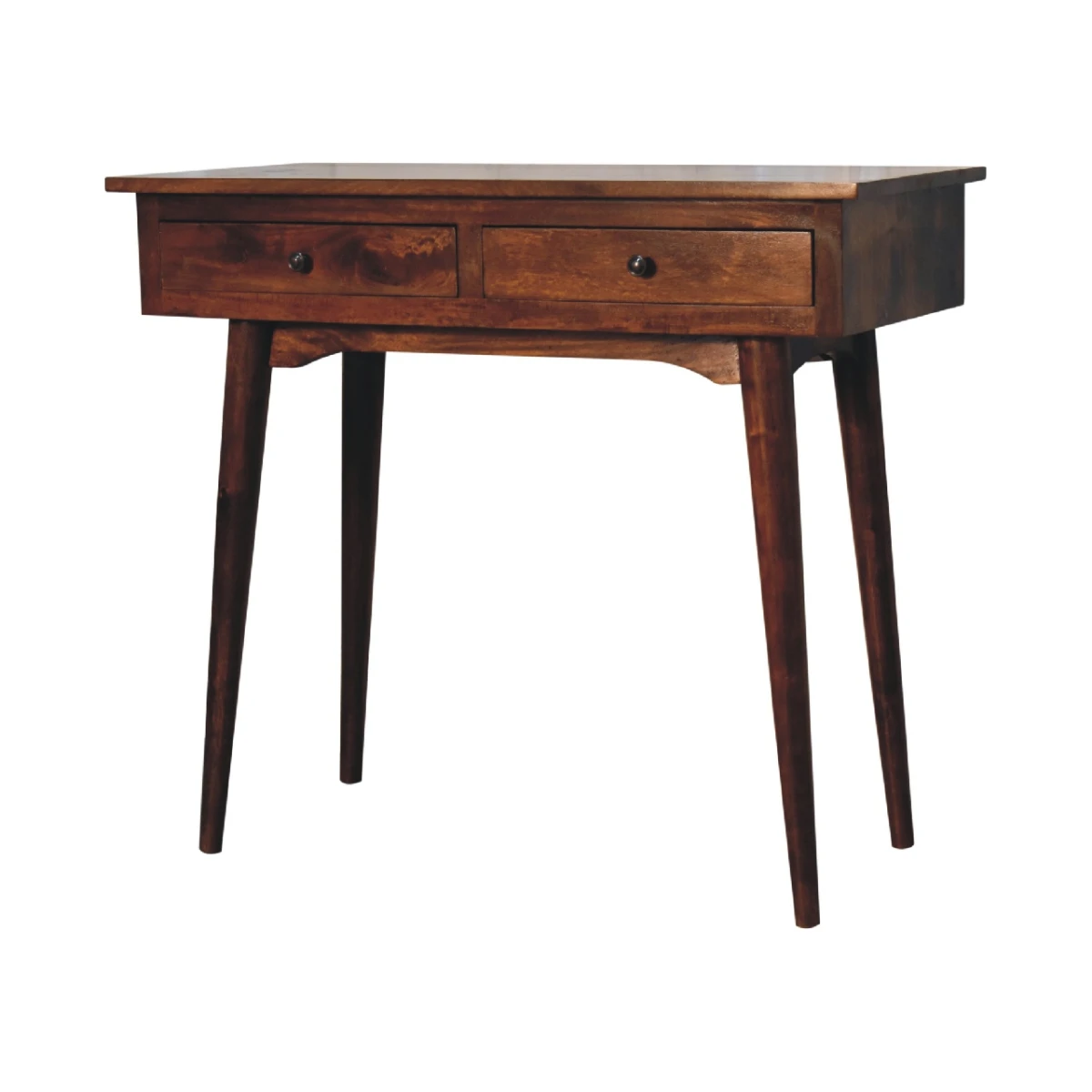 Artisan Furniture Artisan Console Table Compact Solid Mango Wood Two Drawer Chestnut Finish For Hallways - Console Table