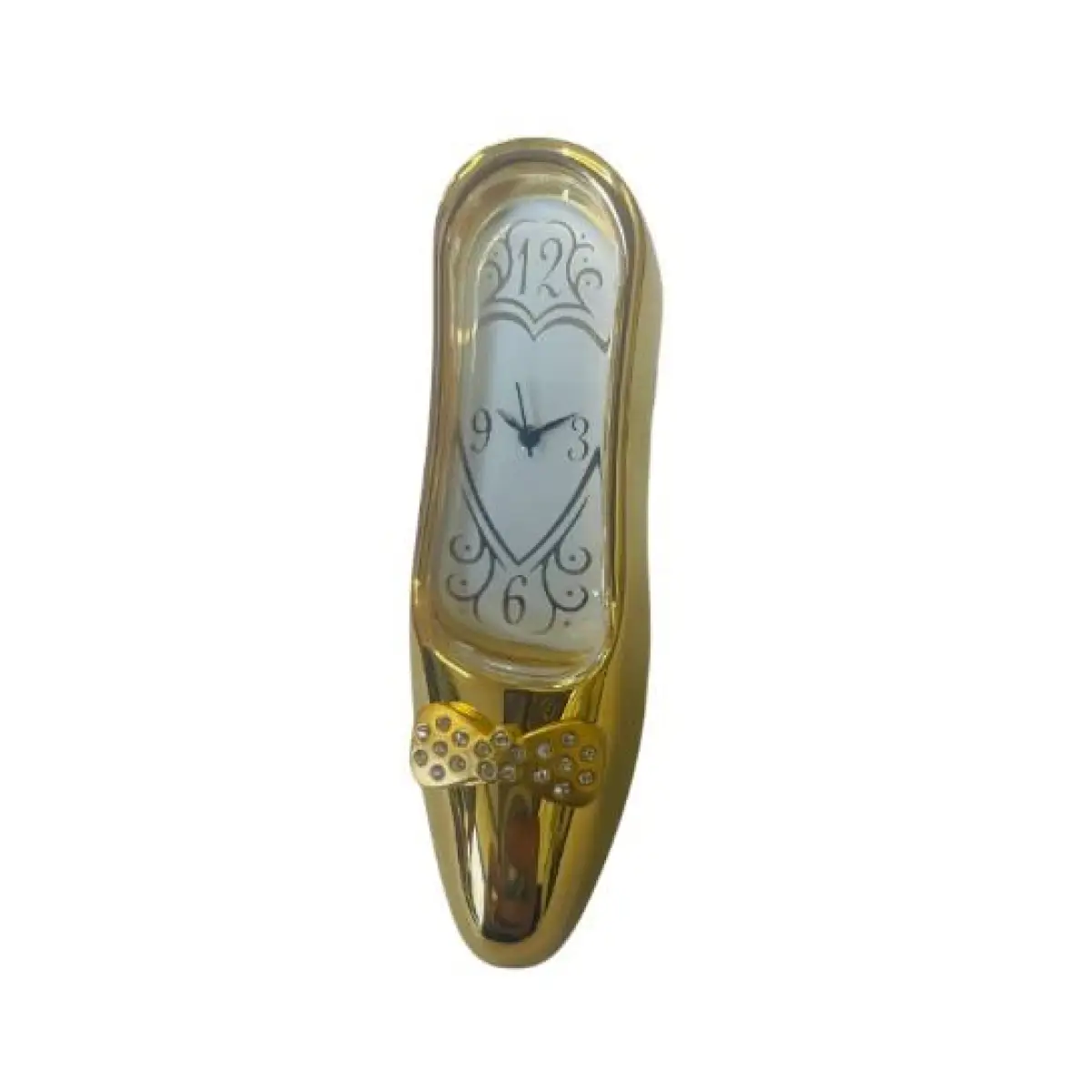 Miniature Miniature Clock Gold plated Stiletto Heel Solid Brass - NEEDS BATTERIES - Clock