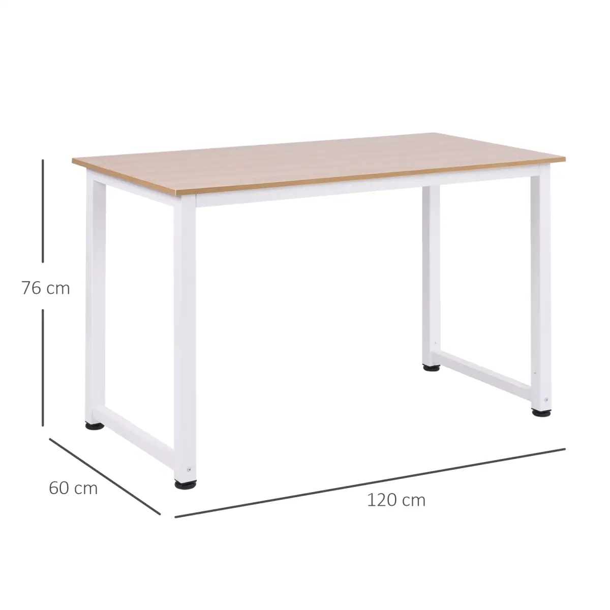 HOMCOM Computer Desk W/ White Metal Frame MDF, 120W x 60D x 76Hcm-Oak Grain Tone - Desk