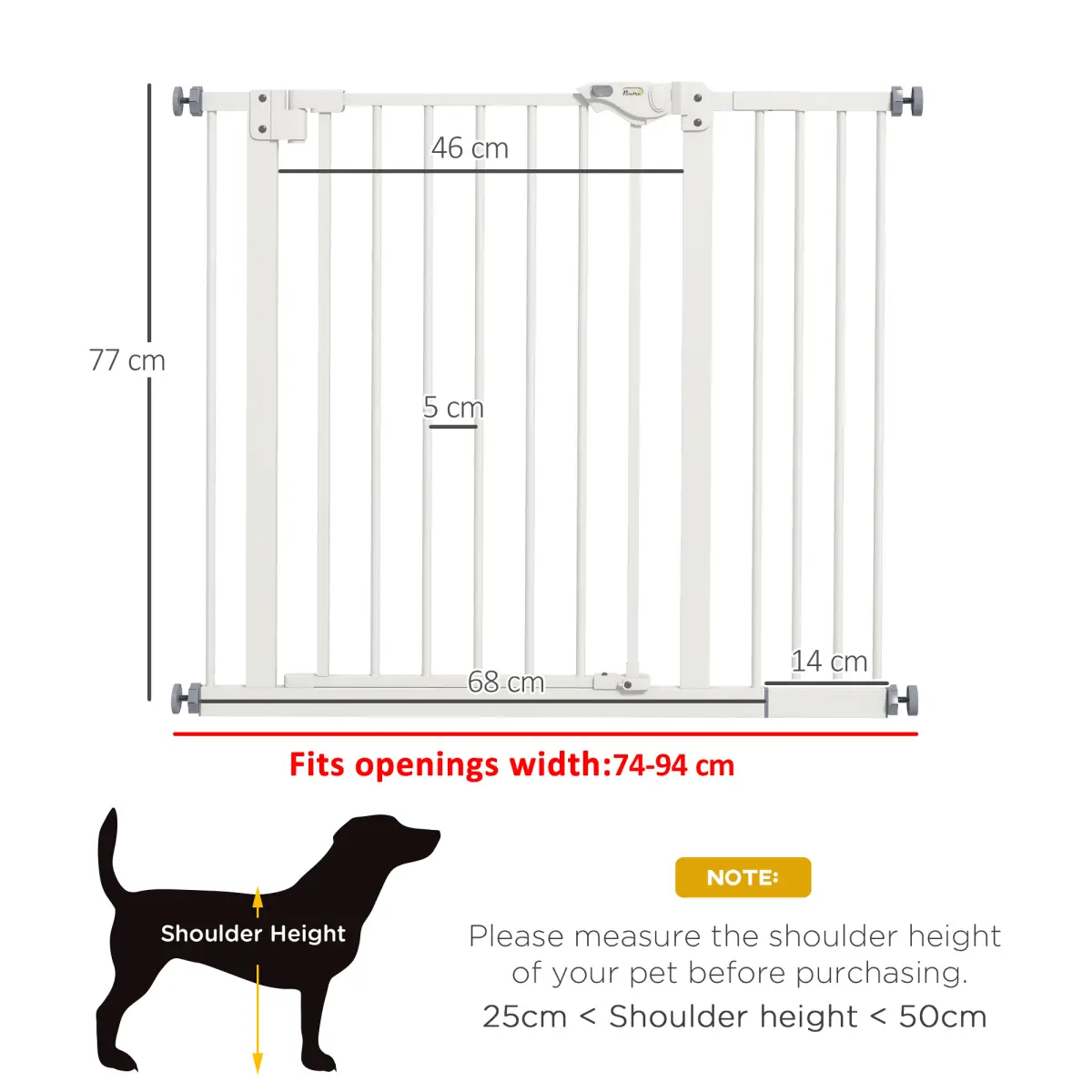 PawHut PawHut Adjustable Safety Gate w/ 1 Extensions and Four Adjustable Screws, White - Pet Gate