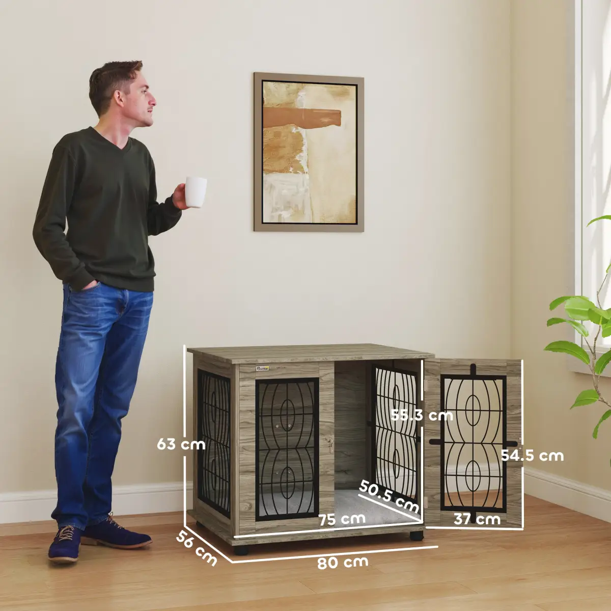 PawHut PawHut Dog Crate Furniture, End Table for Medium Dogs w/ Cushion - Dog Crate