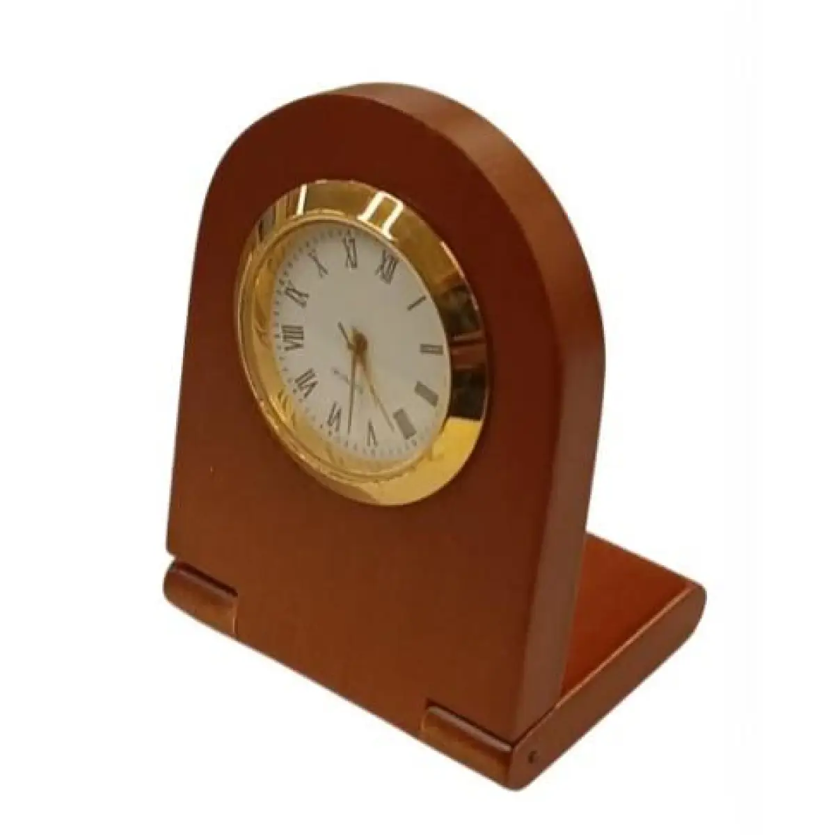 IMPERIAL Imperial Desk Clock with Wood Matt Brown Gold Trim Ball Pen IMP69 Clock Gift Set - CLEARANCE NEEDS RE-BATTERY & Refill - Clock