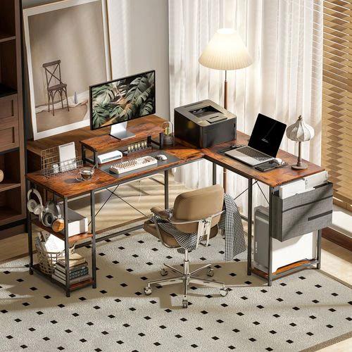 HOMCOM HOMCOM 168cm Reversible L Shaped Desk, 240cm Two Person Desk - Desk