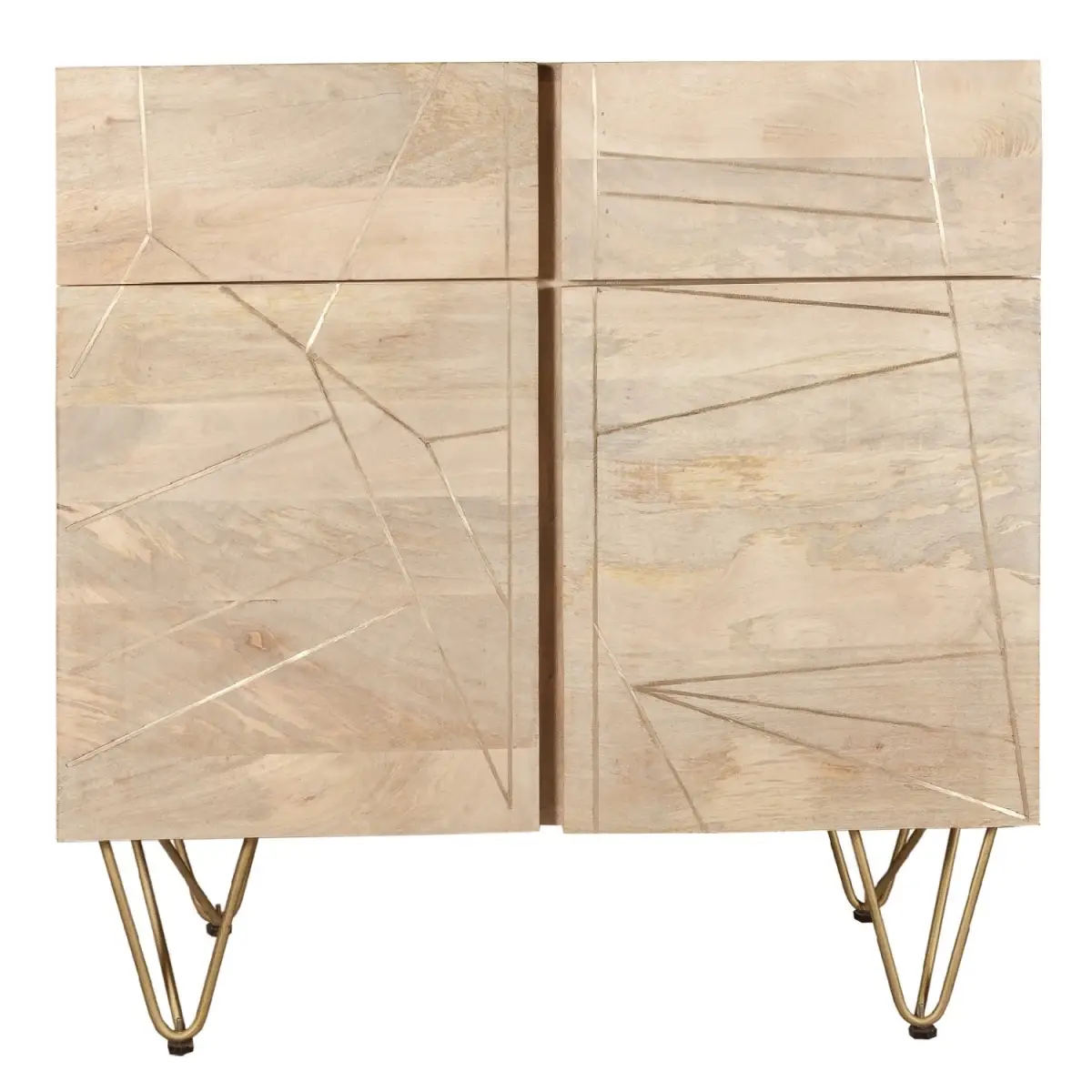 Indian Hub Light Gold 2 Door Medium Sideboard - Sideboard