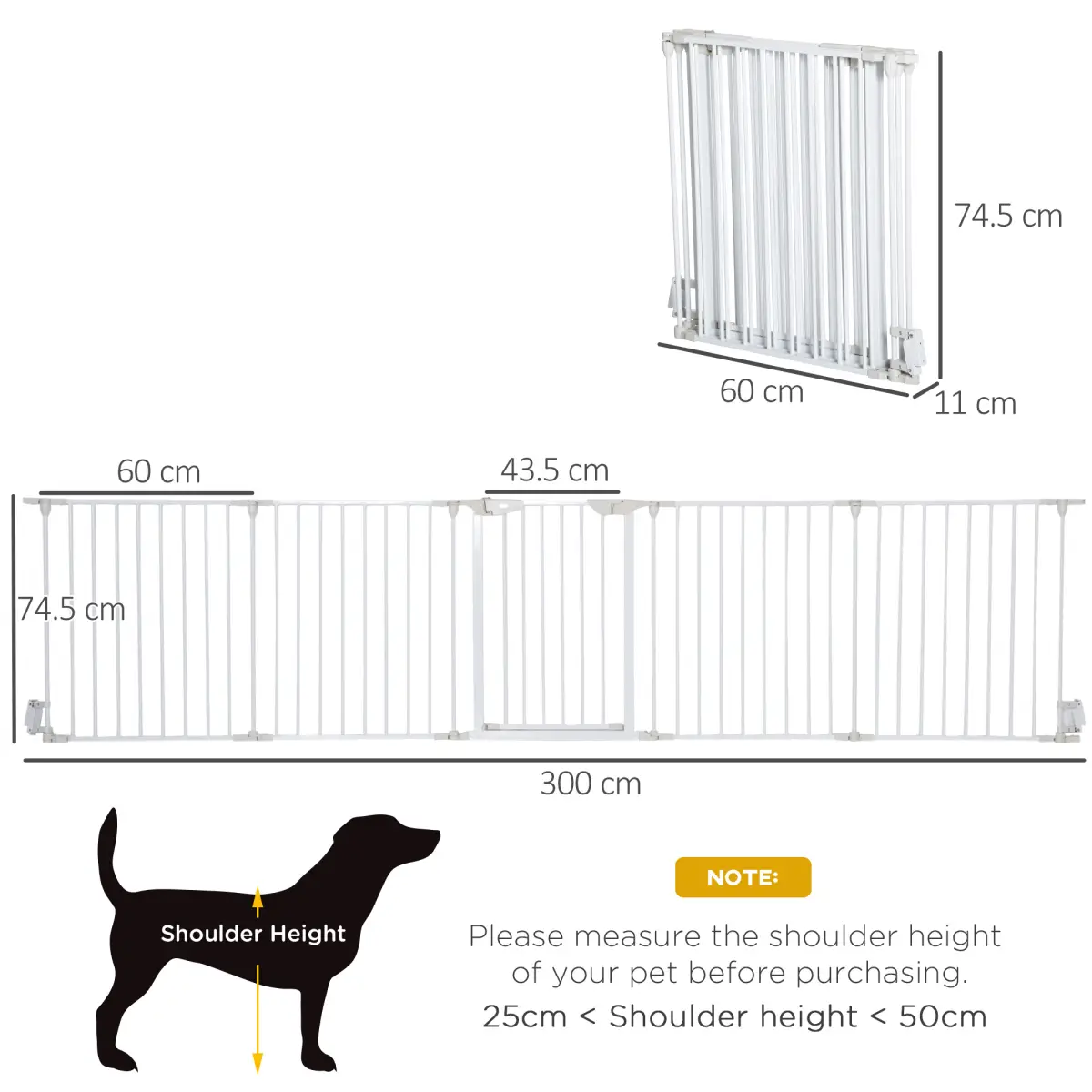 Pawhut Pet Gate 5-Panel Dog Playpen for Indoor Stair Barrier W/ Walk Through Door White - Pet Gate
