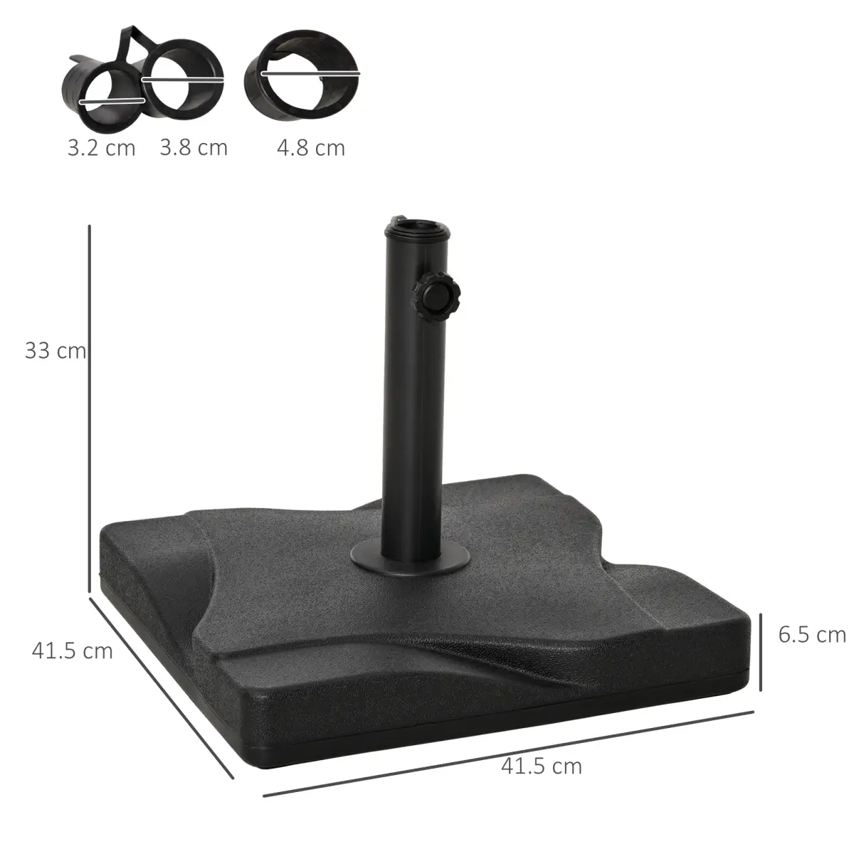 Outsunny Cement Outdoor Garden Square Parasol Base Black - Parasol