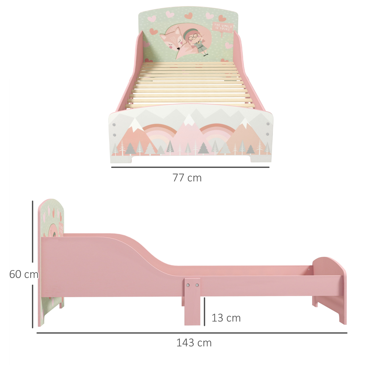 ZONEKIZ Toddler Bed Frame, Kids Bedroom Furniture for Ages 3-6 Years, Pink - from ZONEKIZ