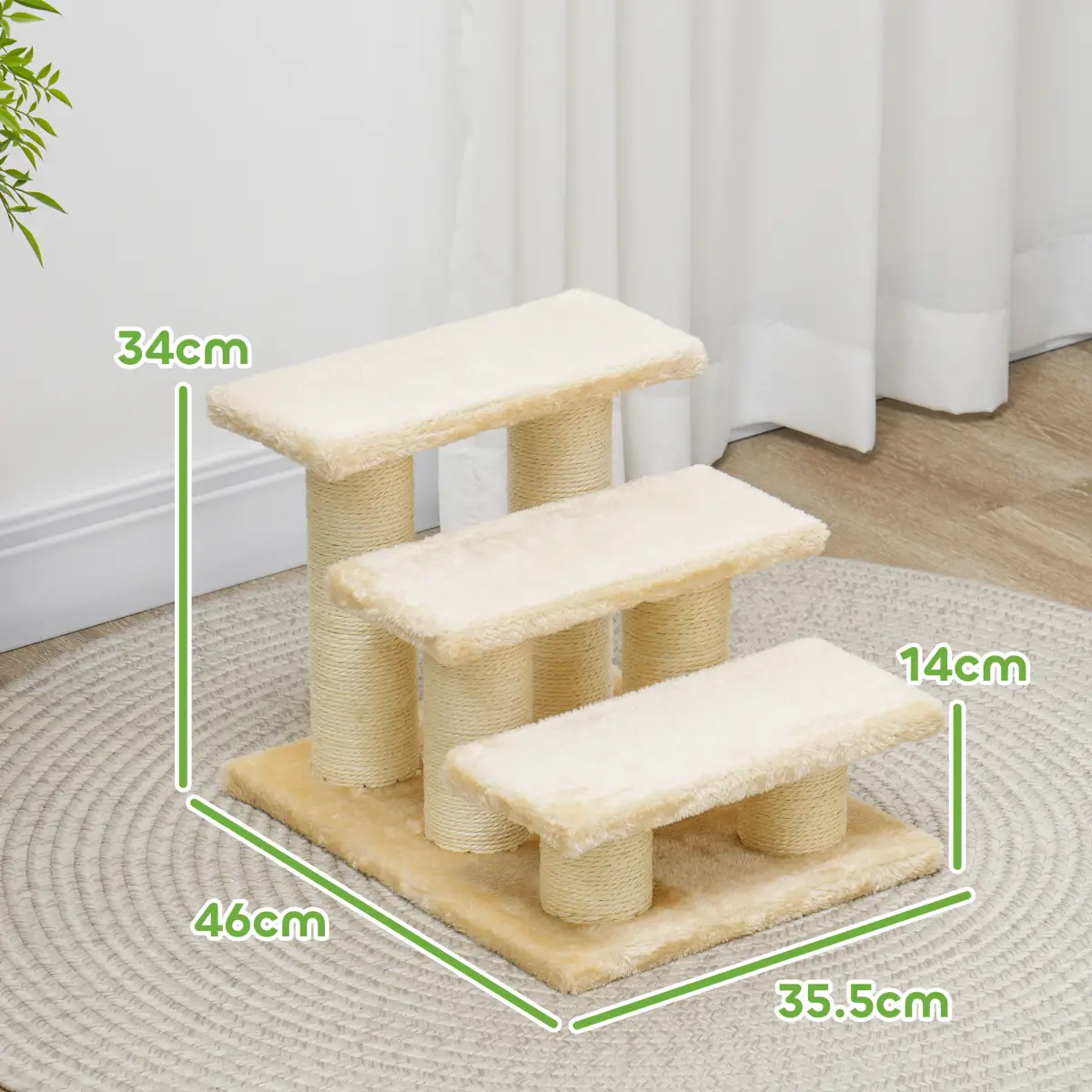 Pawhut Cat Steps Portable Pet Stairs Little Older Doggy Dog Assist Step Assistance Use - Cat Tree