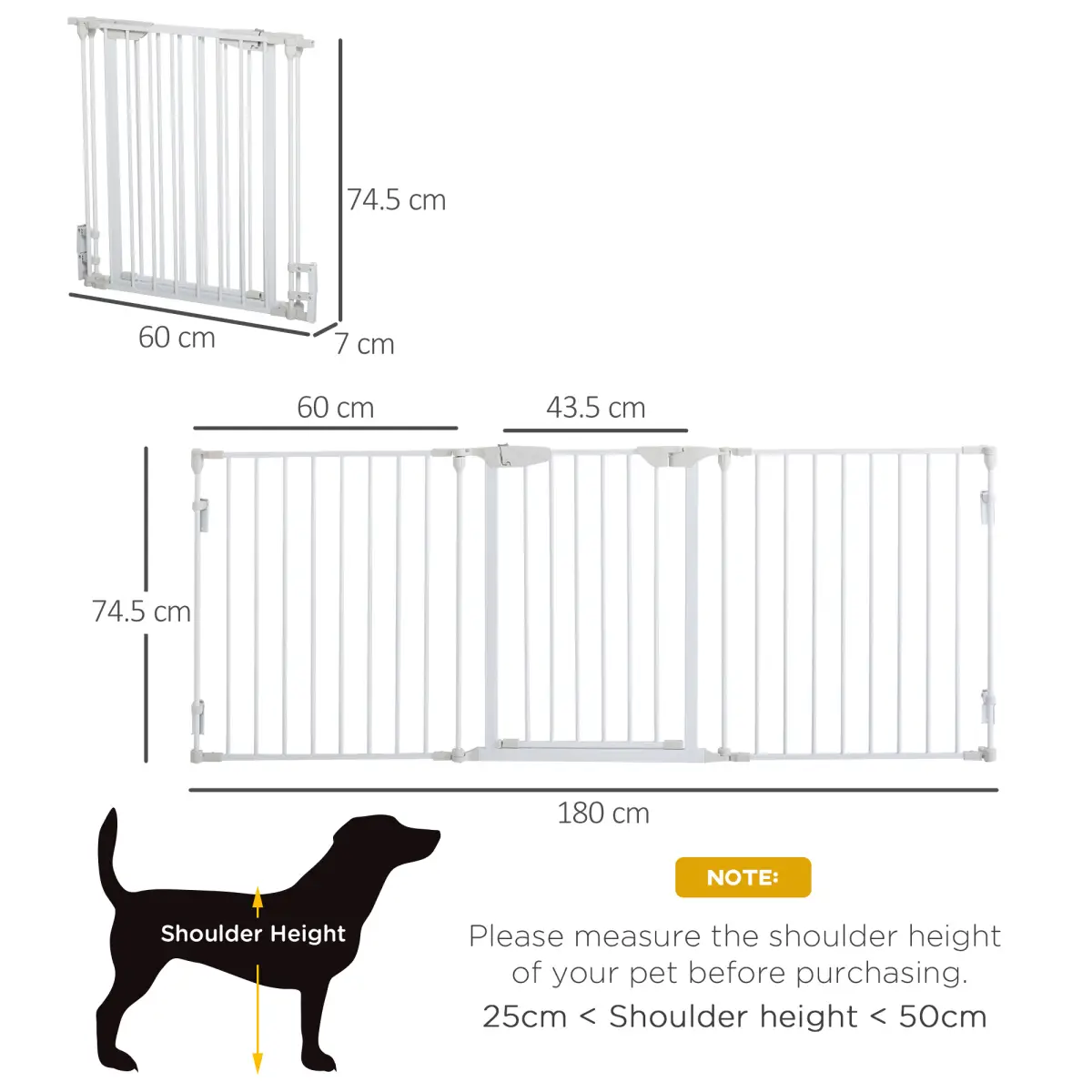 PawHut Pet Safety Gate 3-Panel Playpen Metal Fence W/ Walk Through Door White - Pet Gate