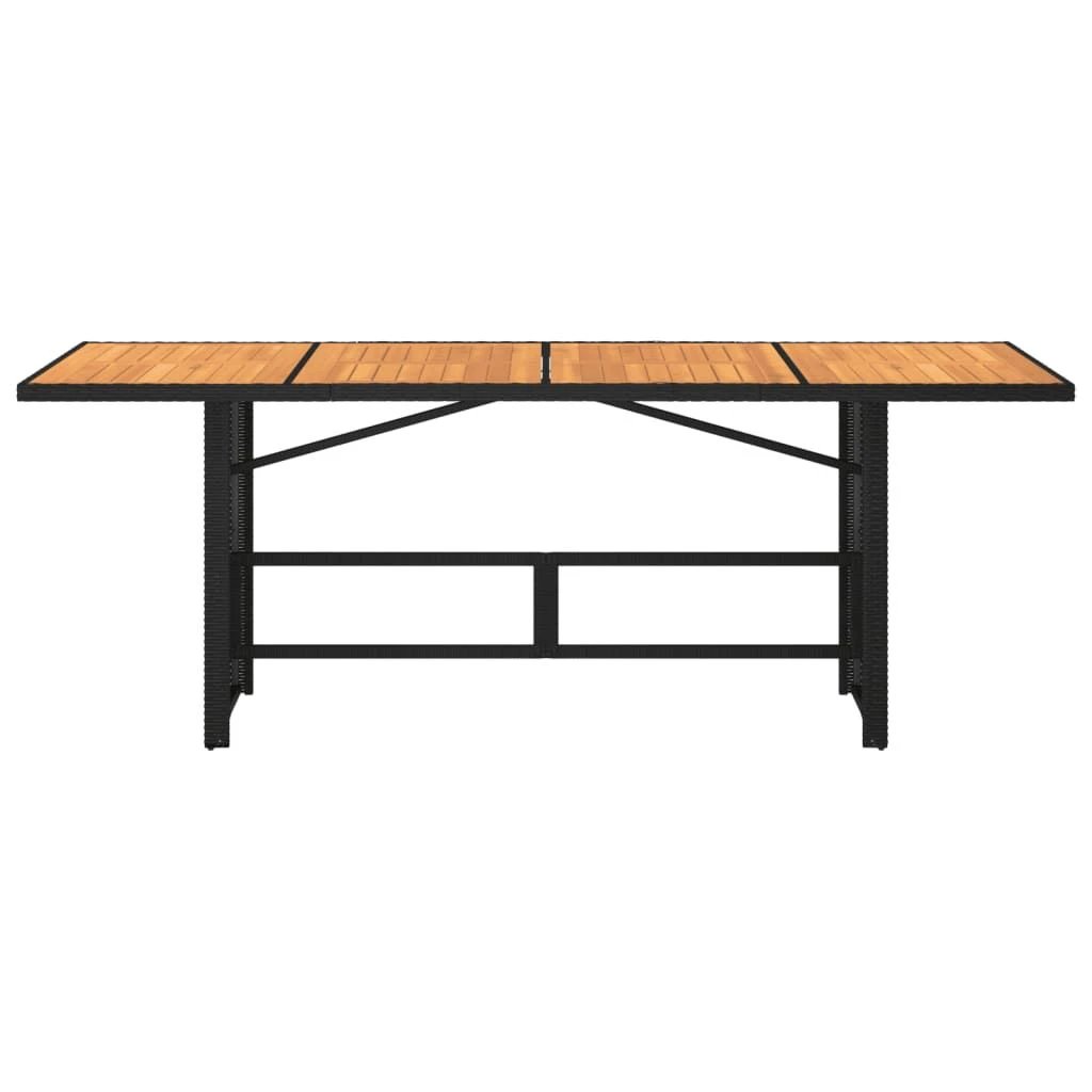 vidaXL vidaXL Garden Table with Acacia Wood Top Grey 190x80x75 cm Poly Rattan - Garden Table