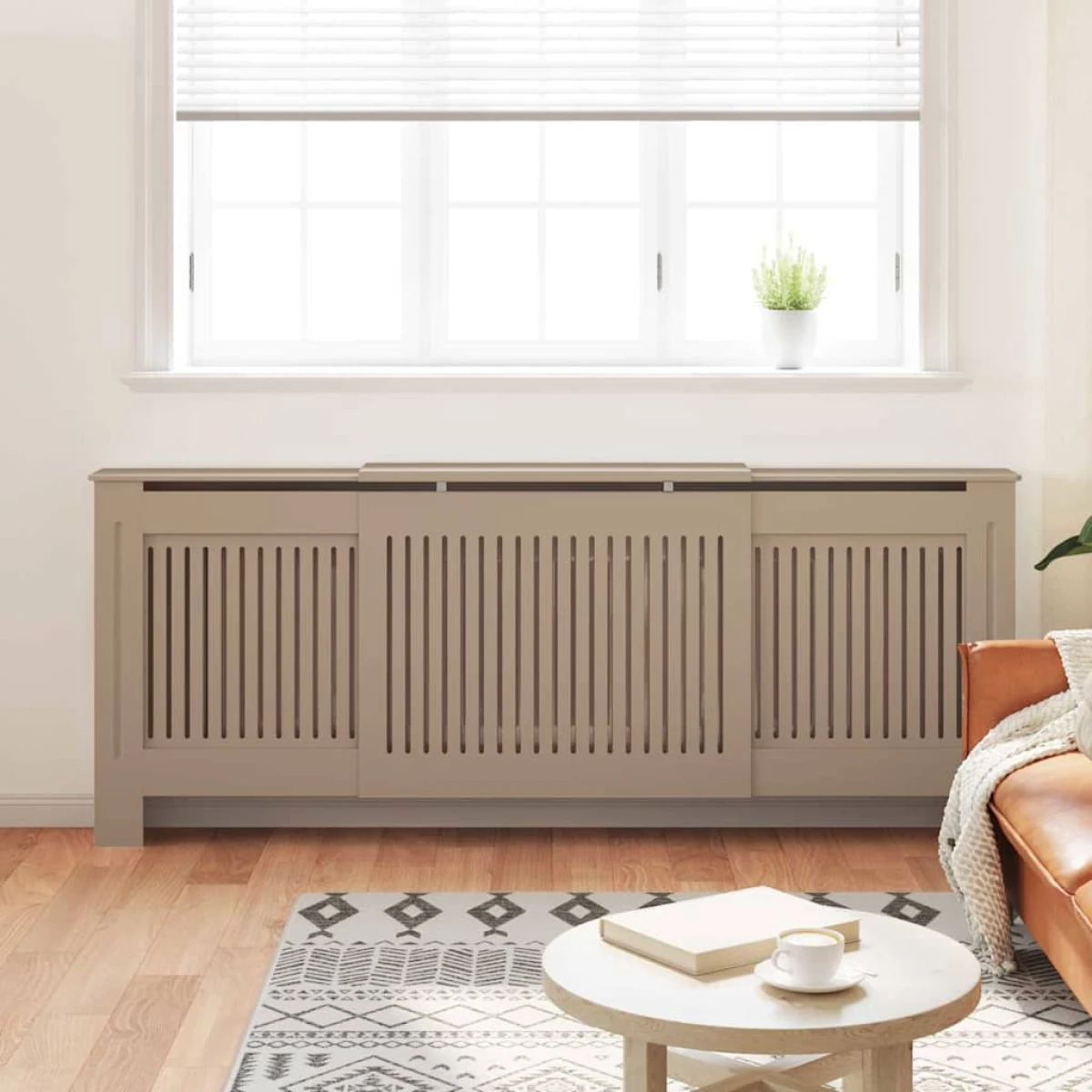 vidaXL VidaXL Radiator Cover 142-205 cm x 20.5 x 81.5 cm Slatted Brown for Living Room Decor - Radiator