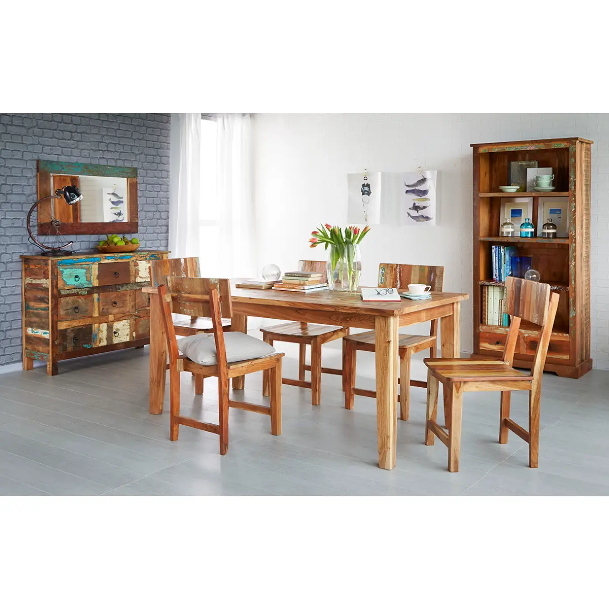 Indian Hub Coastal Large Bookcase - Bookcase