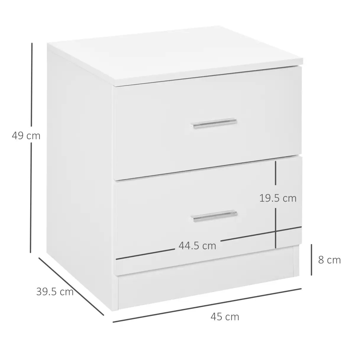 HOMCOM Bedside Table w/ 2 Drawers, Nightstand, Side Storage Cabinet Unit - Bedside Table